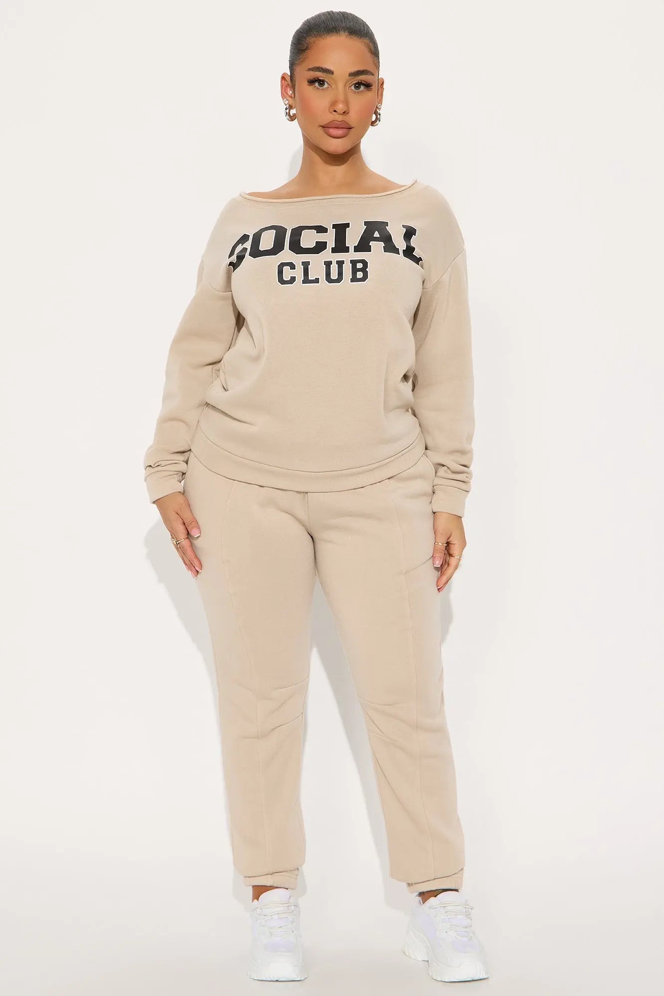 Social Club Fleece Jogger Set - Stone