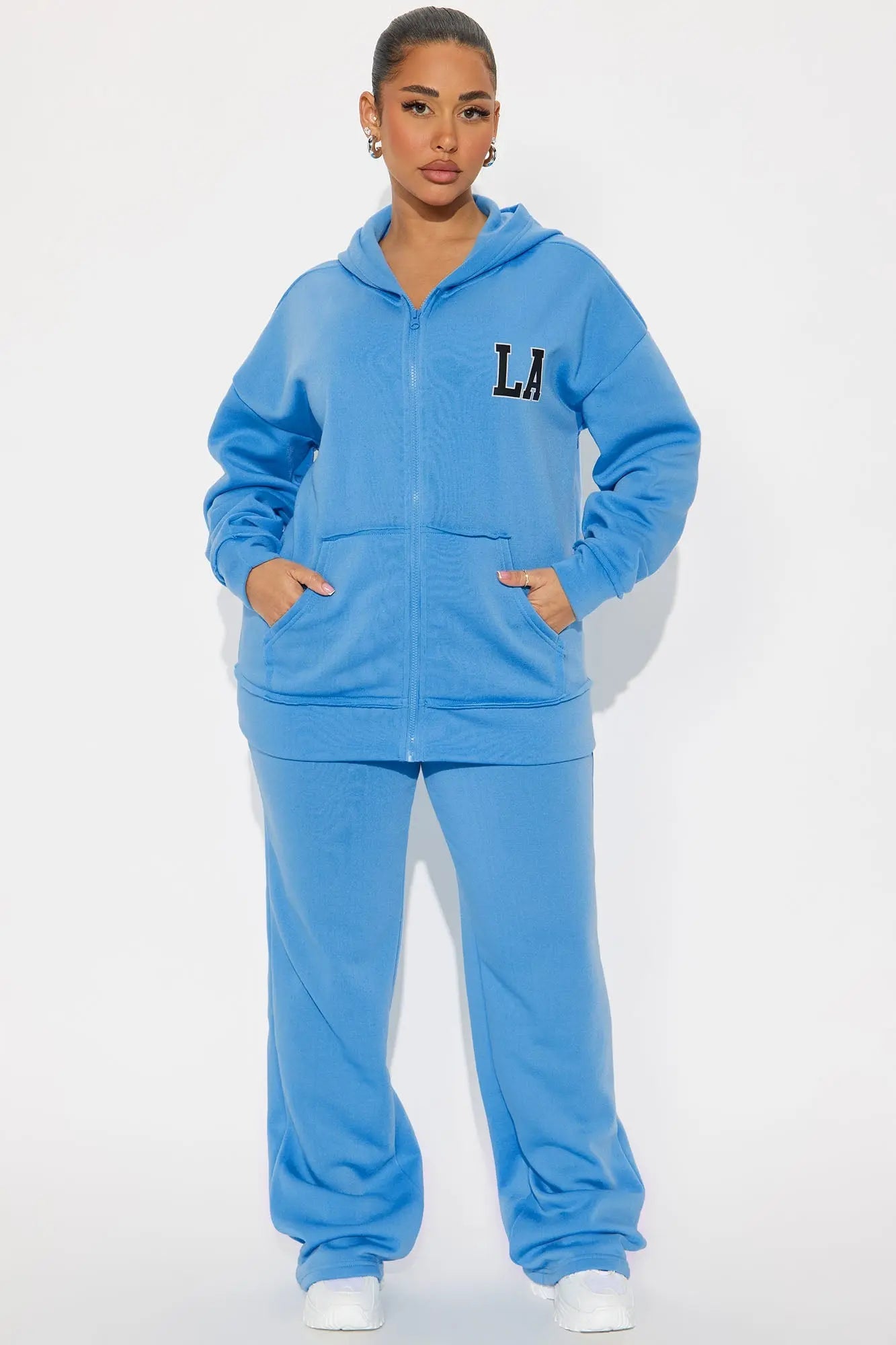 LA Oversized Fleece Pant Set - Blue