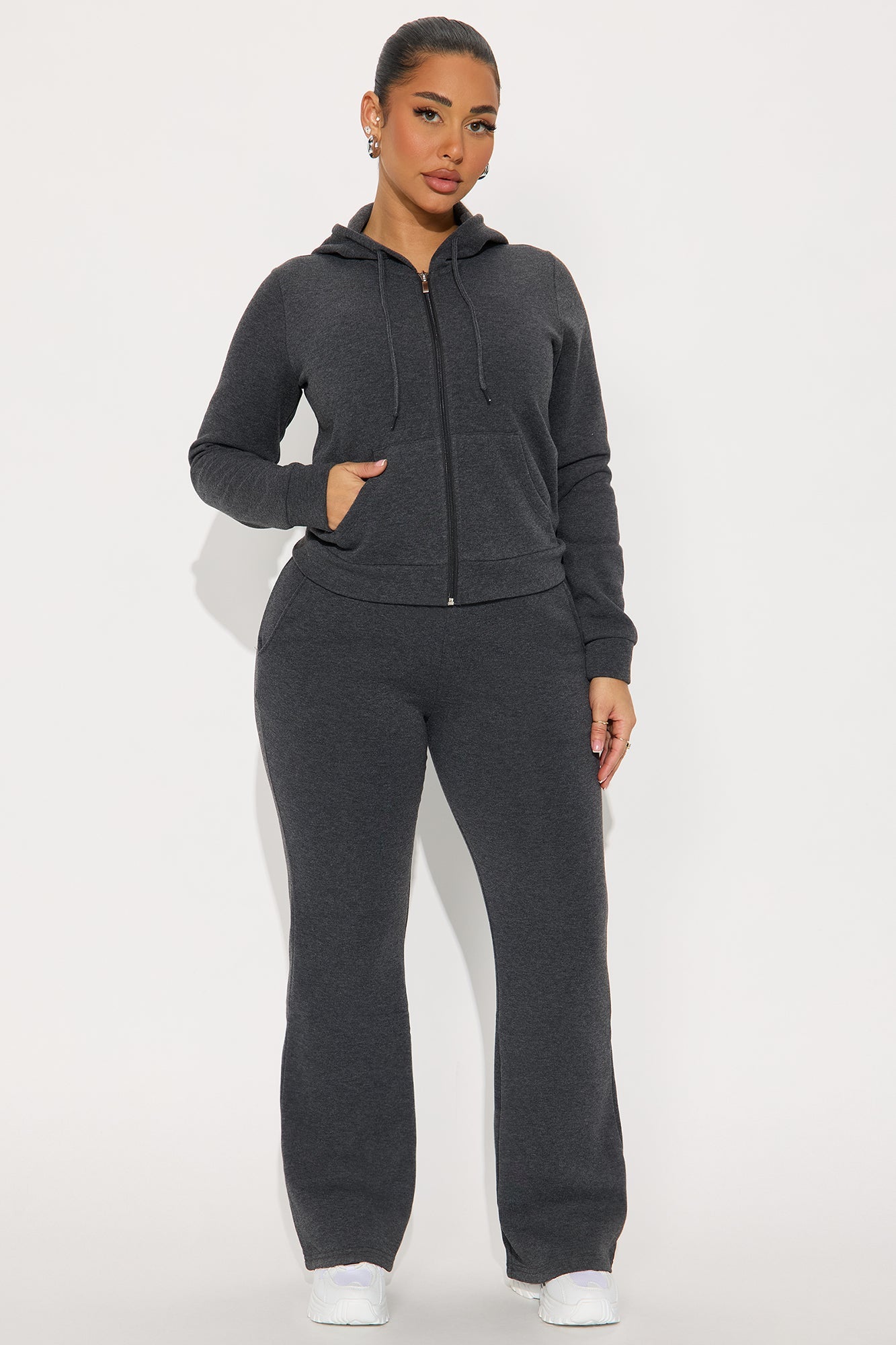 Candice Petite Lounge Flare Pant - Charcoal