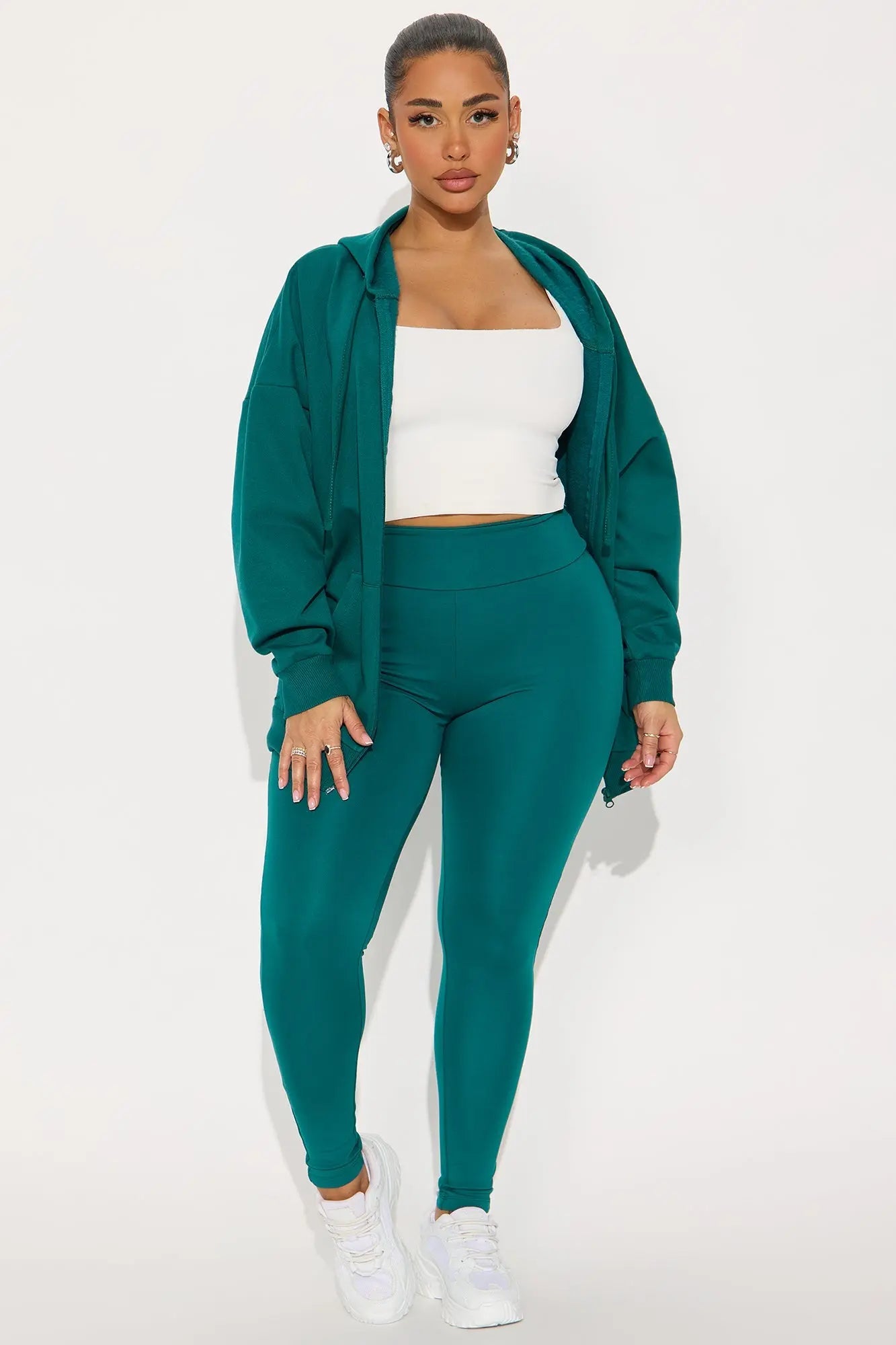 Beckham Zip Up Fleece Pant Set - Hunter