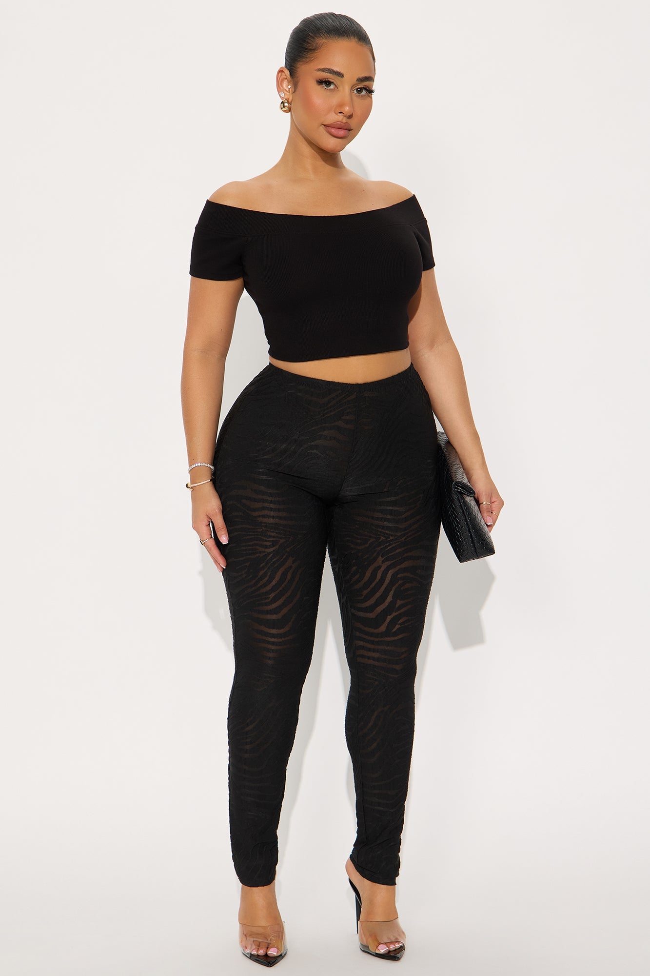 Eden Flocked Mesh Zebra Legging - Black