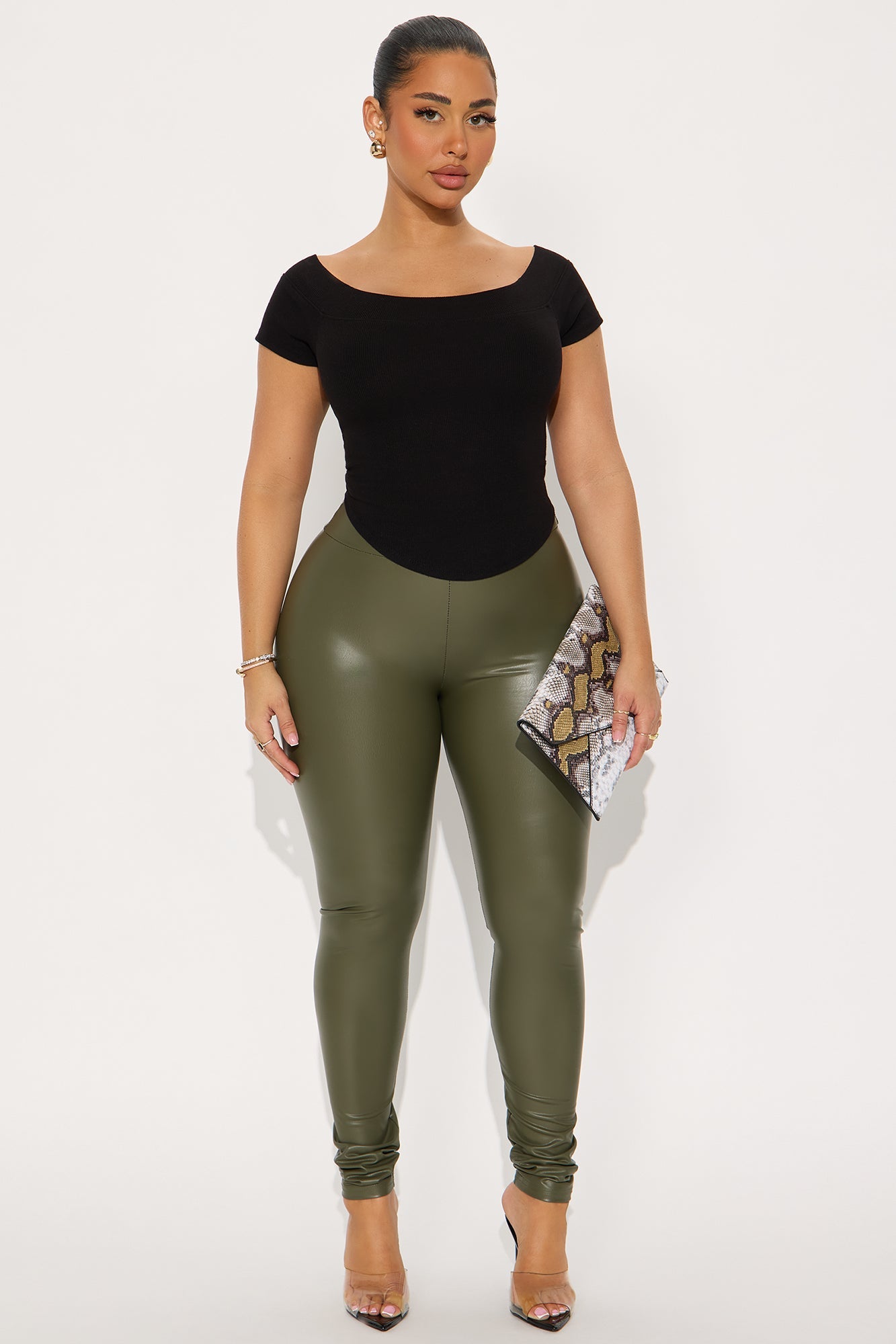 Like What You See Faux Leather Legging - Olive