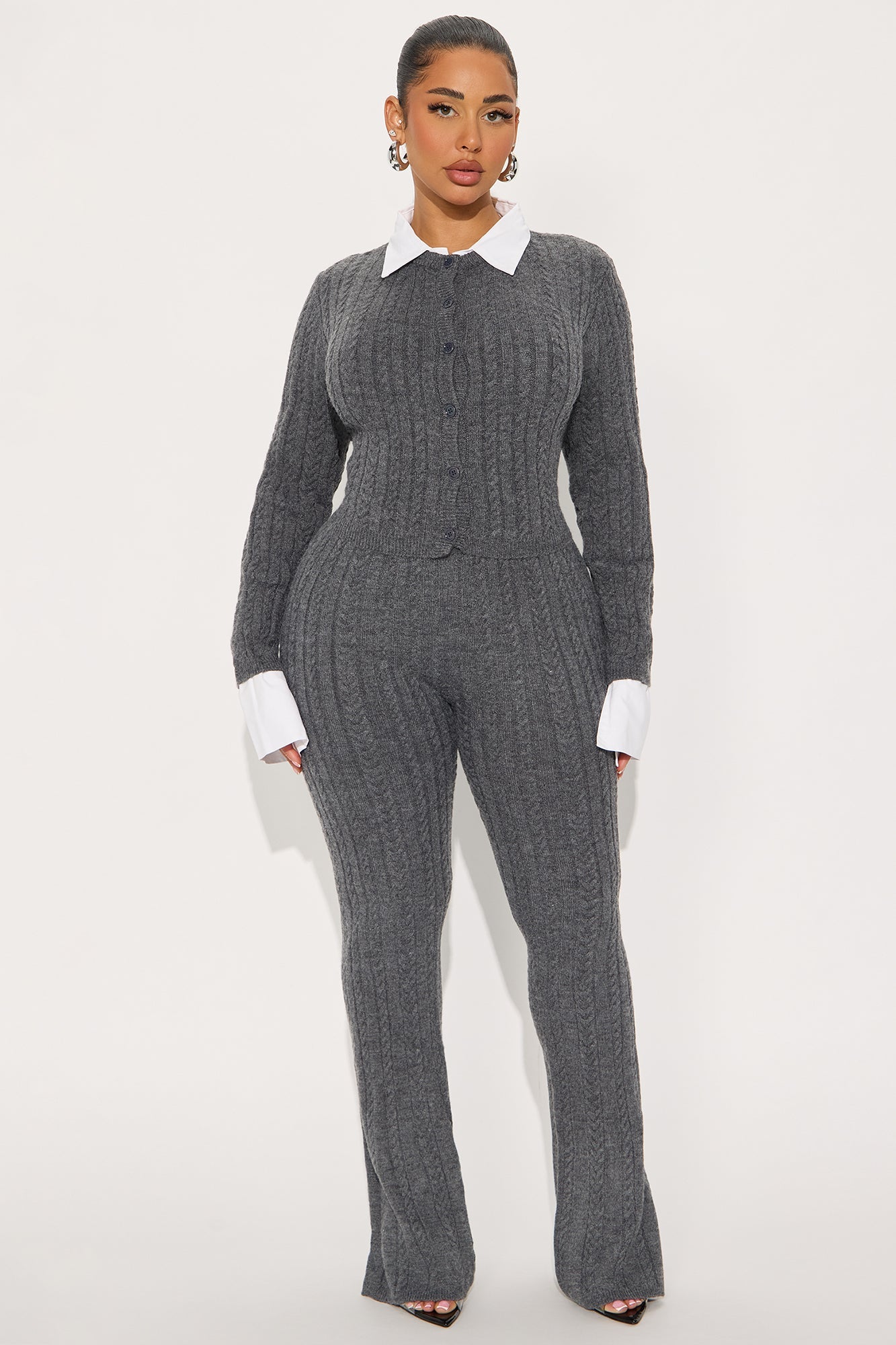 Prep Agenda Sweater Pant Set - Charcoal