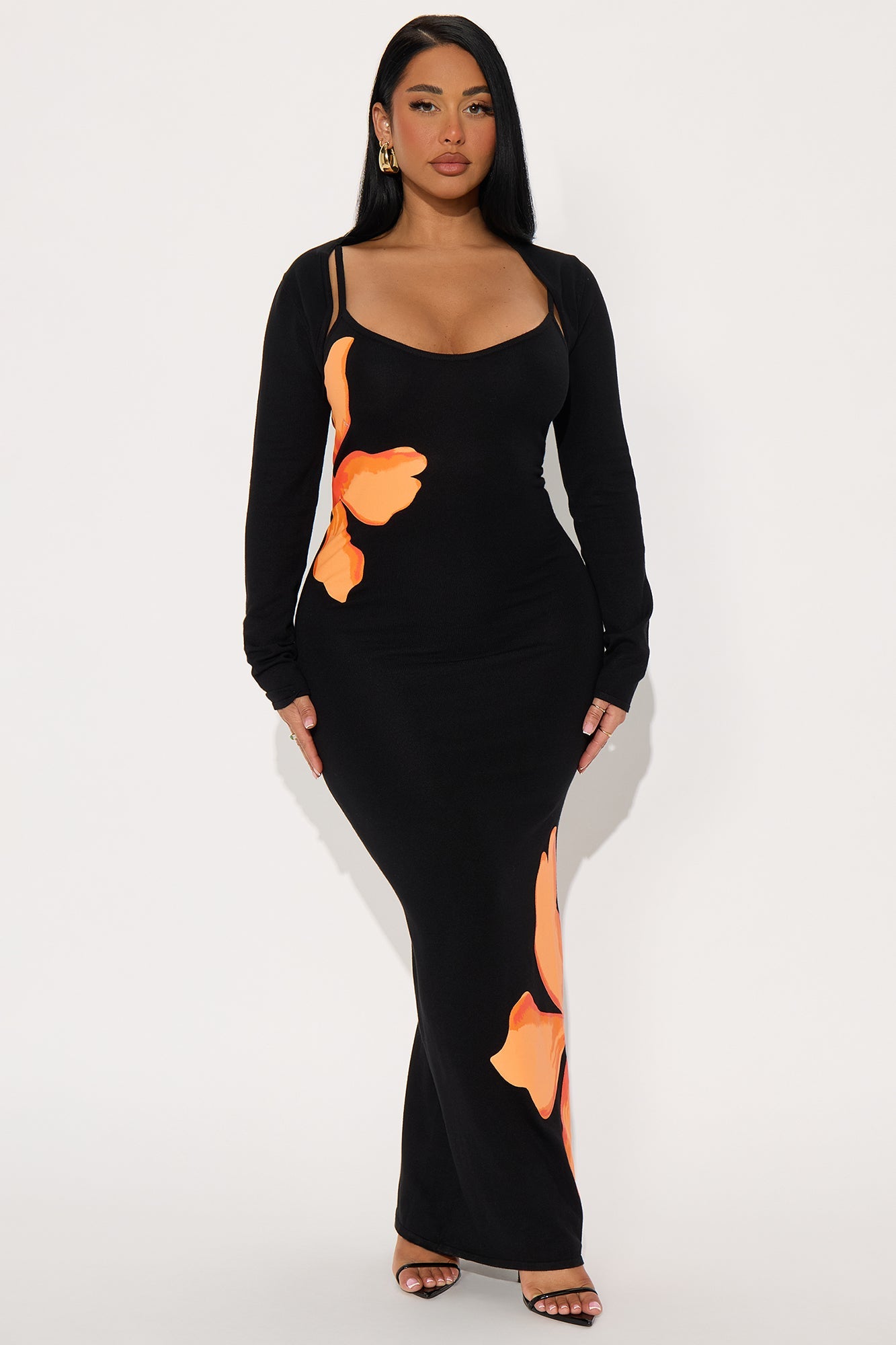 Sugar Plum Sweater Maxi Dress - Black/combo