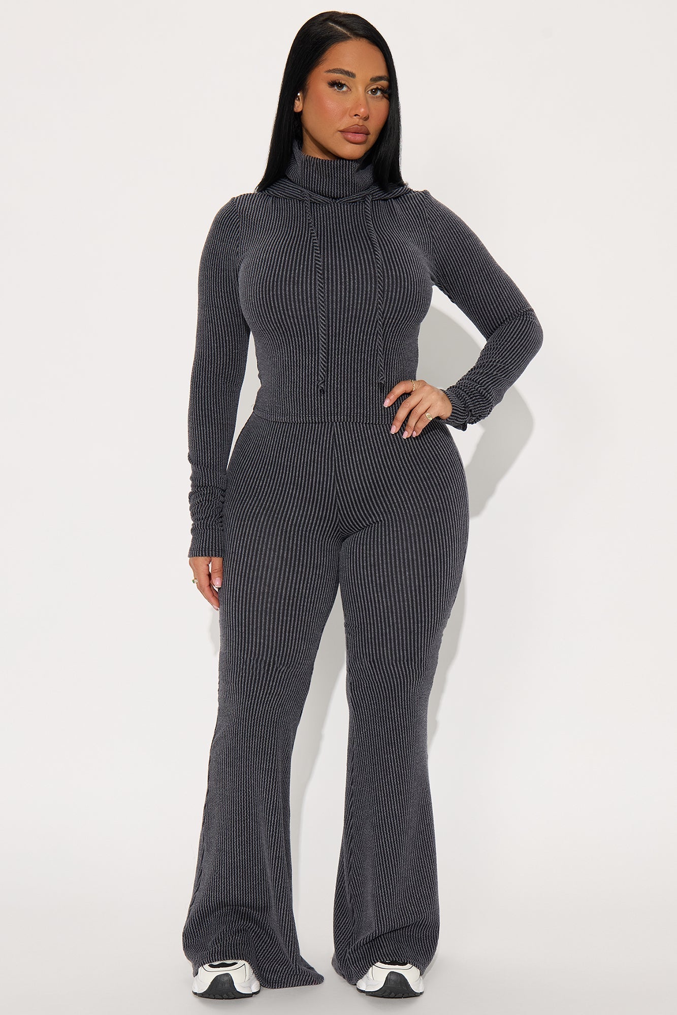 Center Of Attention Hoodie Pant Set - Charcoal