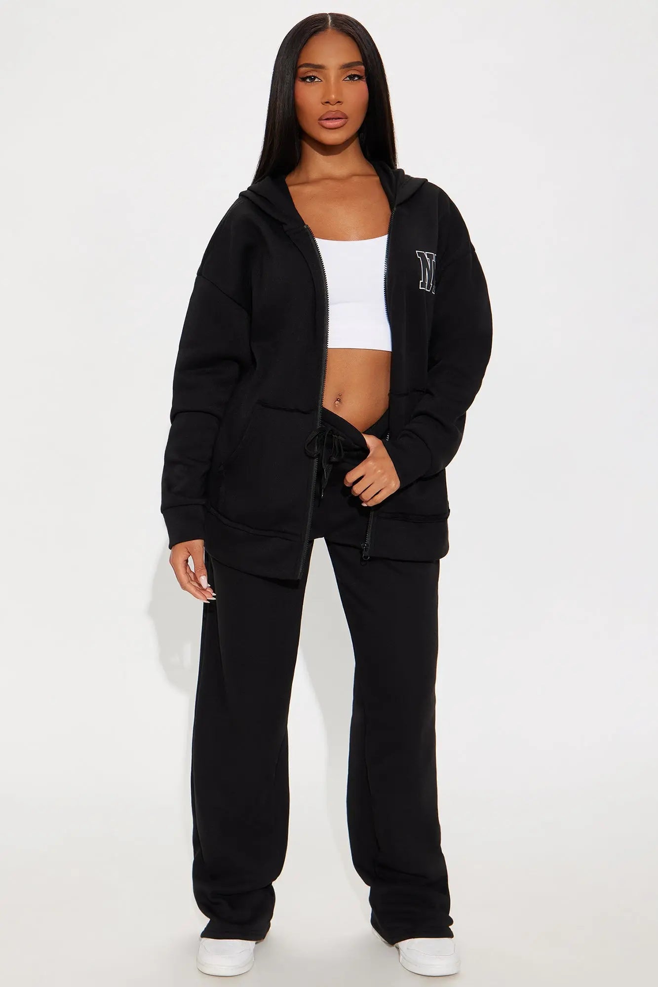 NY Oversized Fleece Pant Set - Black