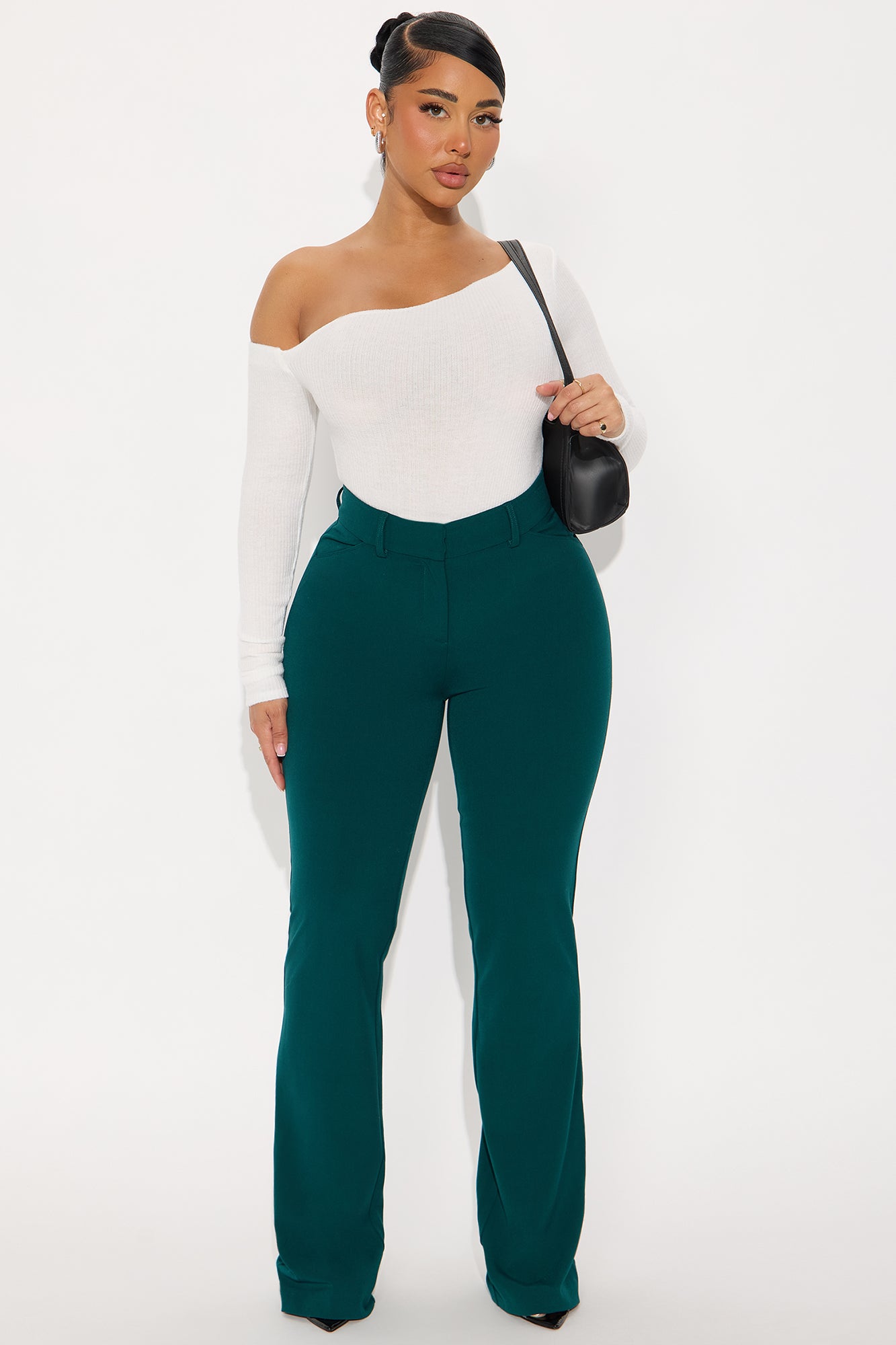 Tasha Dressy High Rise Pants - Hunter Green