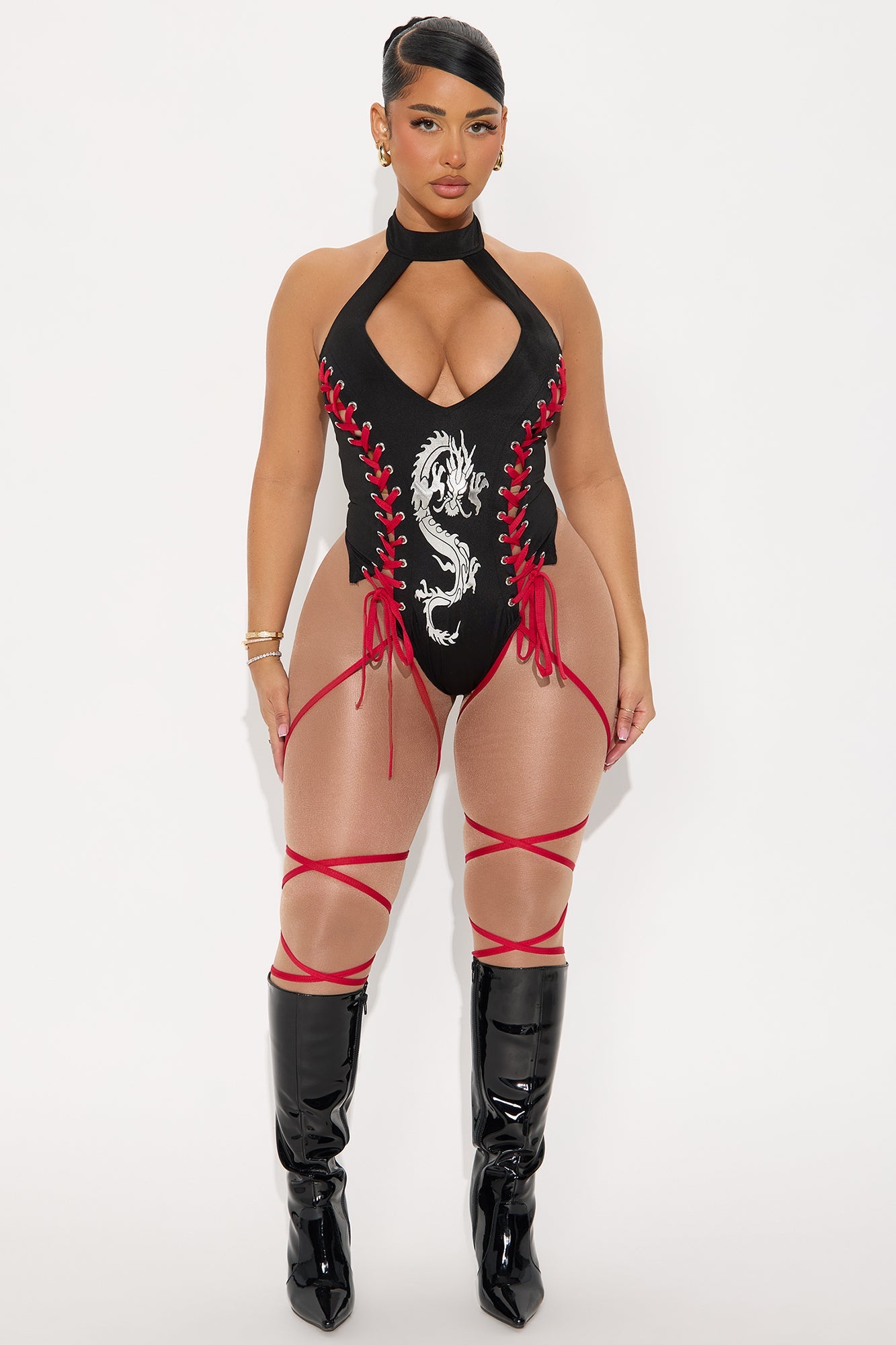 Slice Me Softly 1 Piece Ninja Costume - Black/Red
