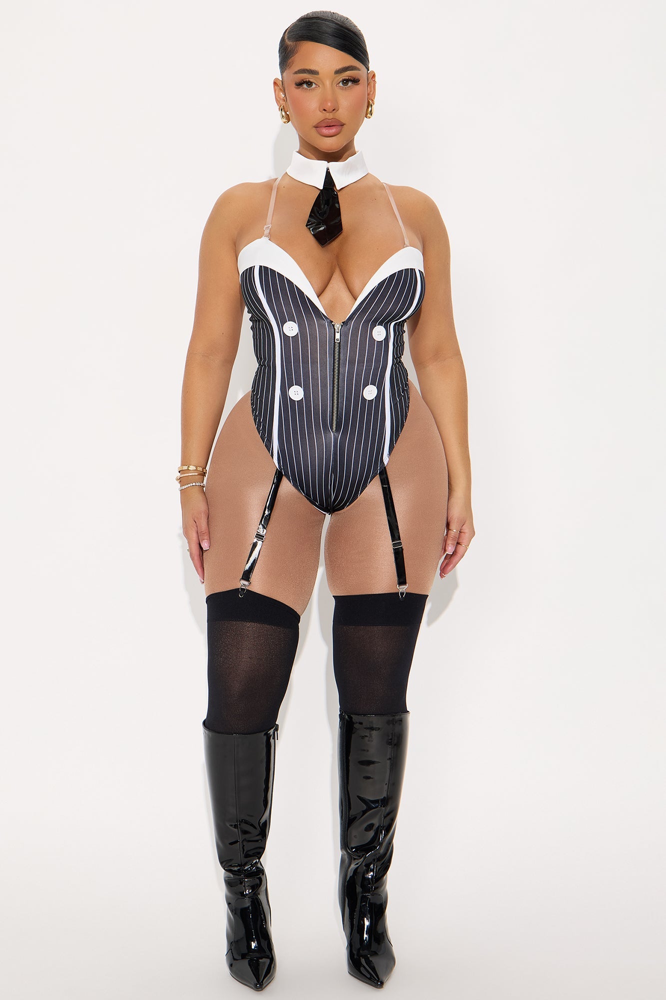 Pinstripe Player 2 Piece Halloween Costume - Black/White