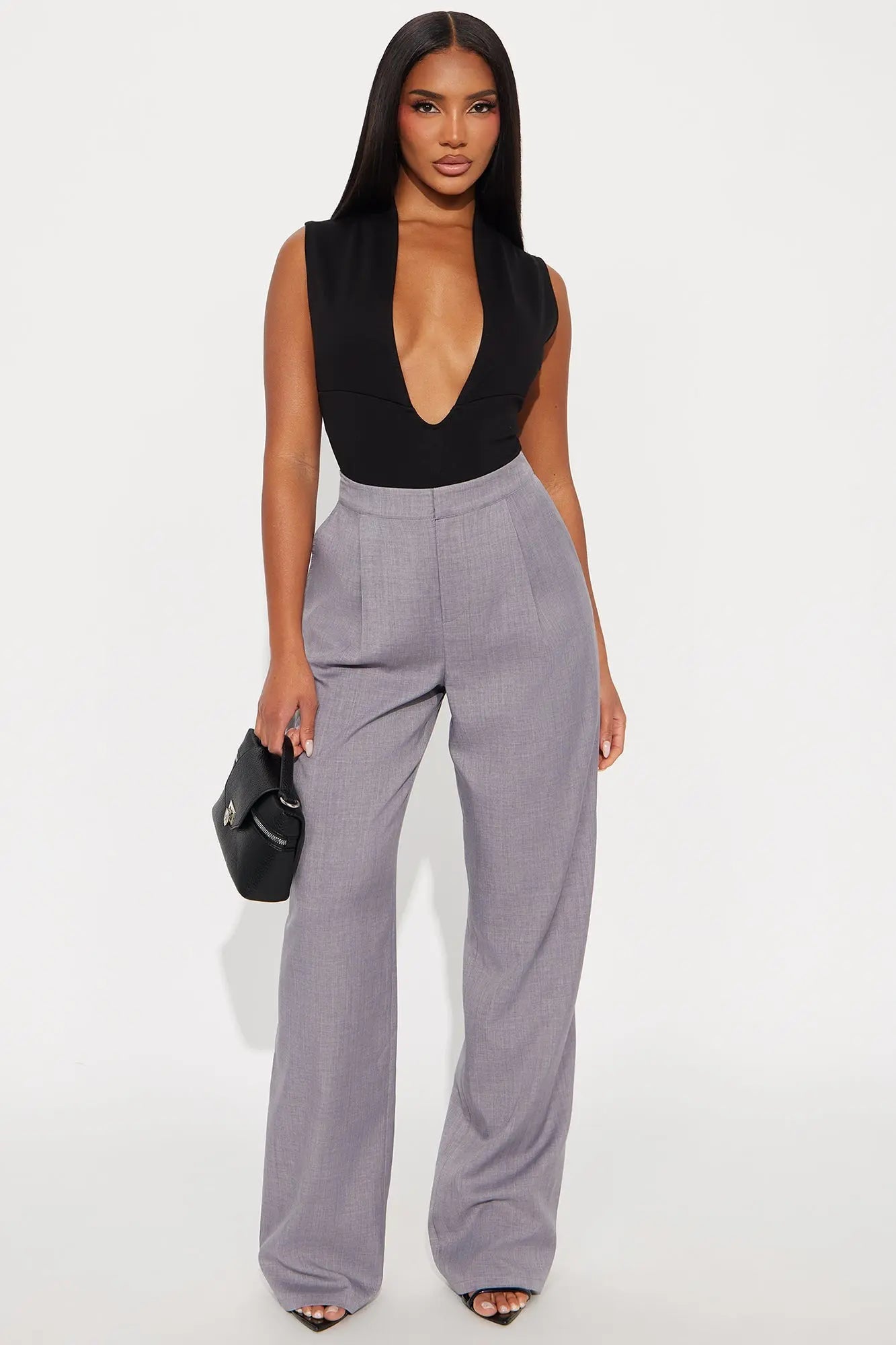 Rachel Straight Leg Trouser Pant 33″ - Grey