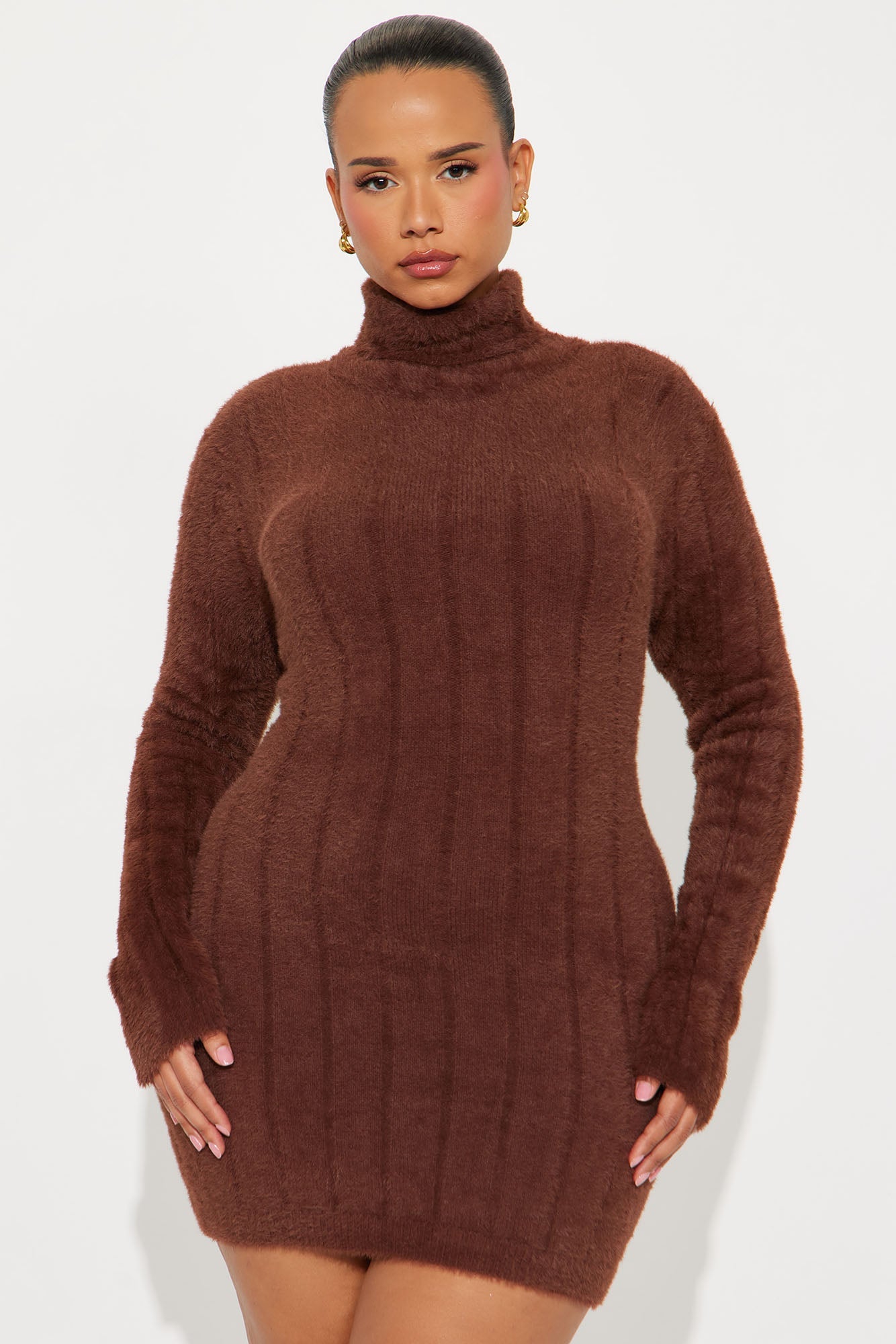 Neutral Feelings Sweater Mini Dress - Chocolate