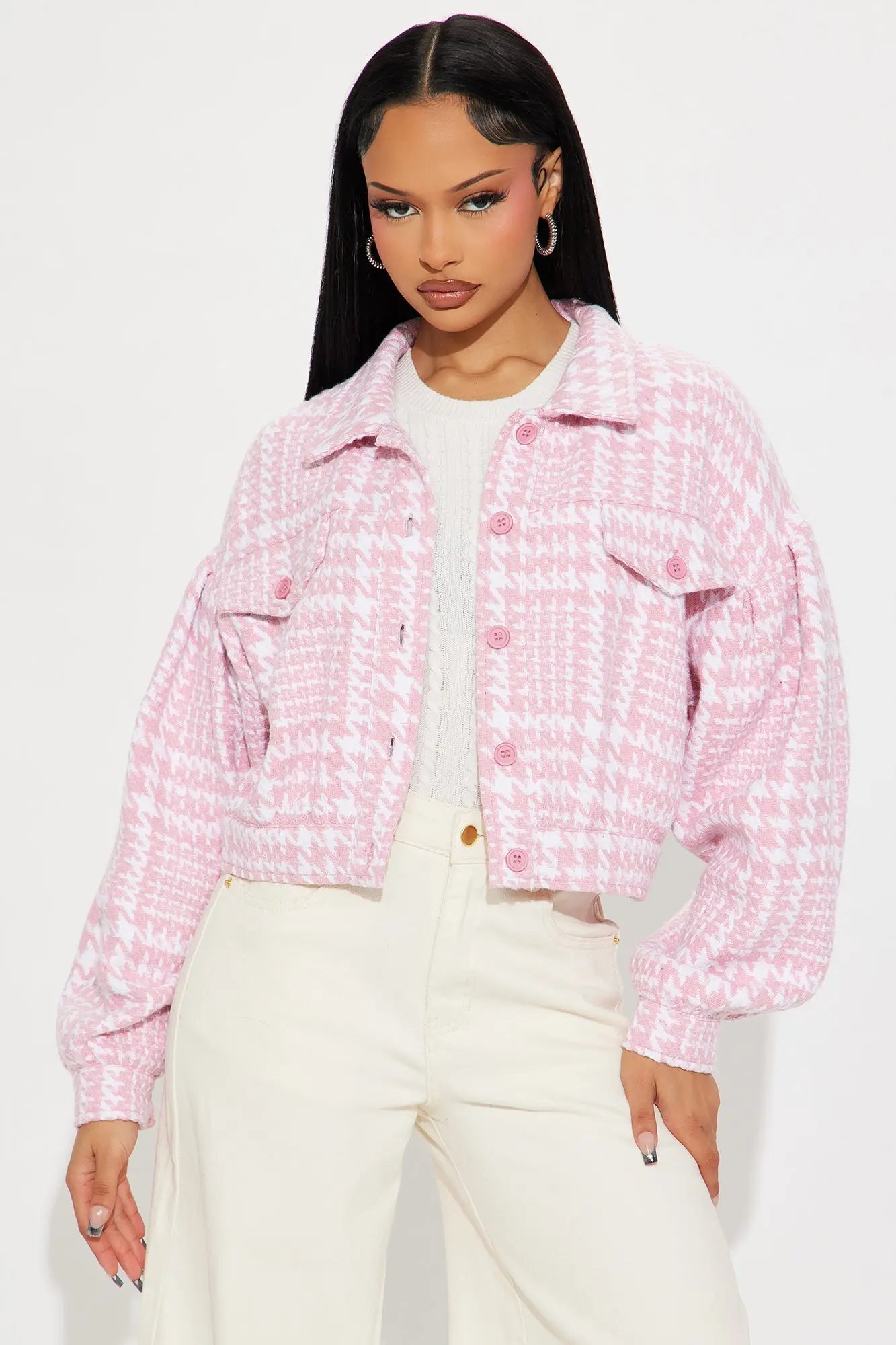 Not Your Only Houndstooth Jacket - Pink/combo