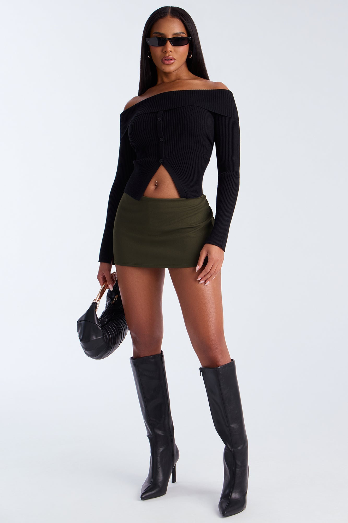 Mia Crepe Micro Mini Skort - Olive