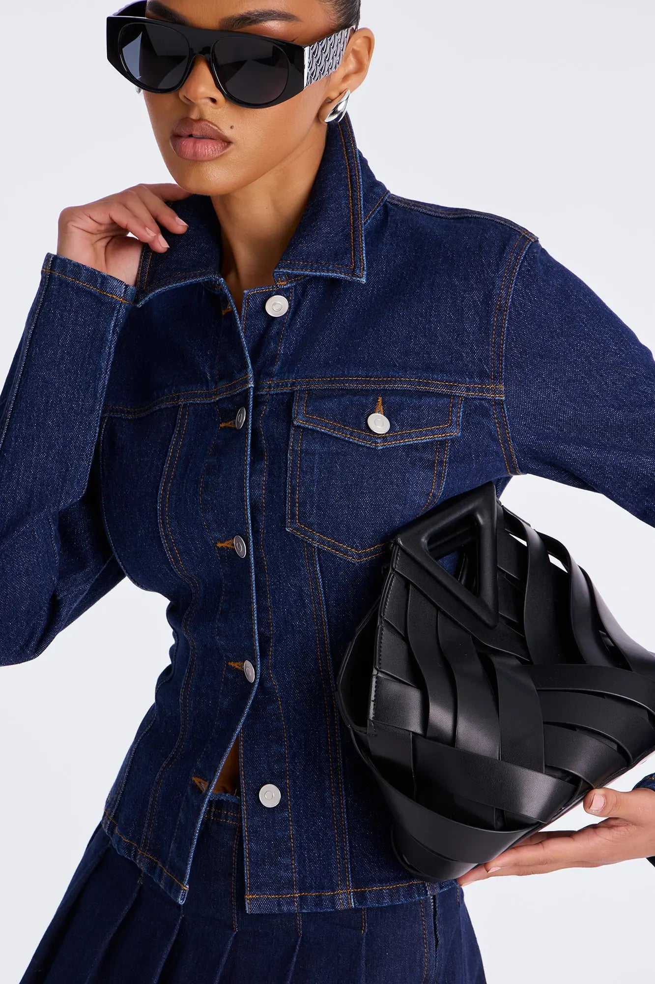 Upstate Fitted Denim Trucker Jacket - Dark Wash