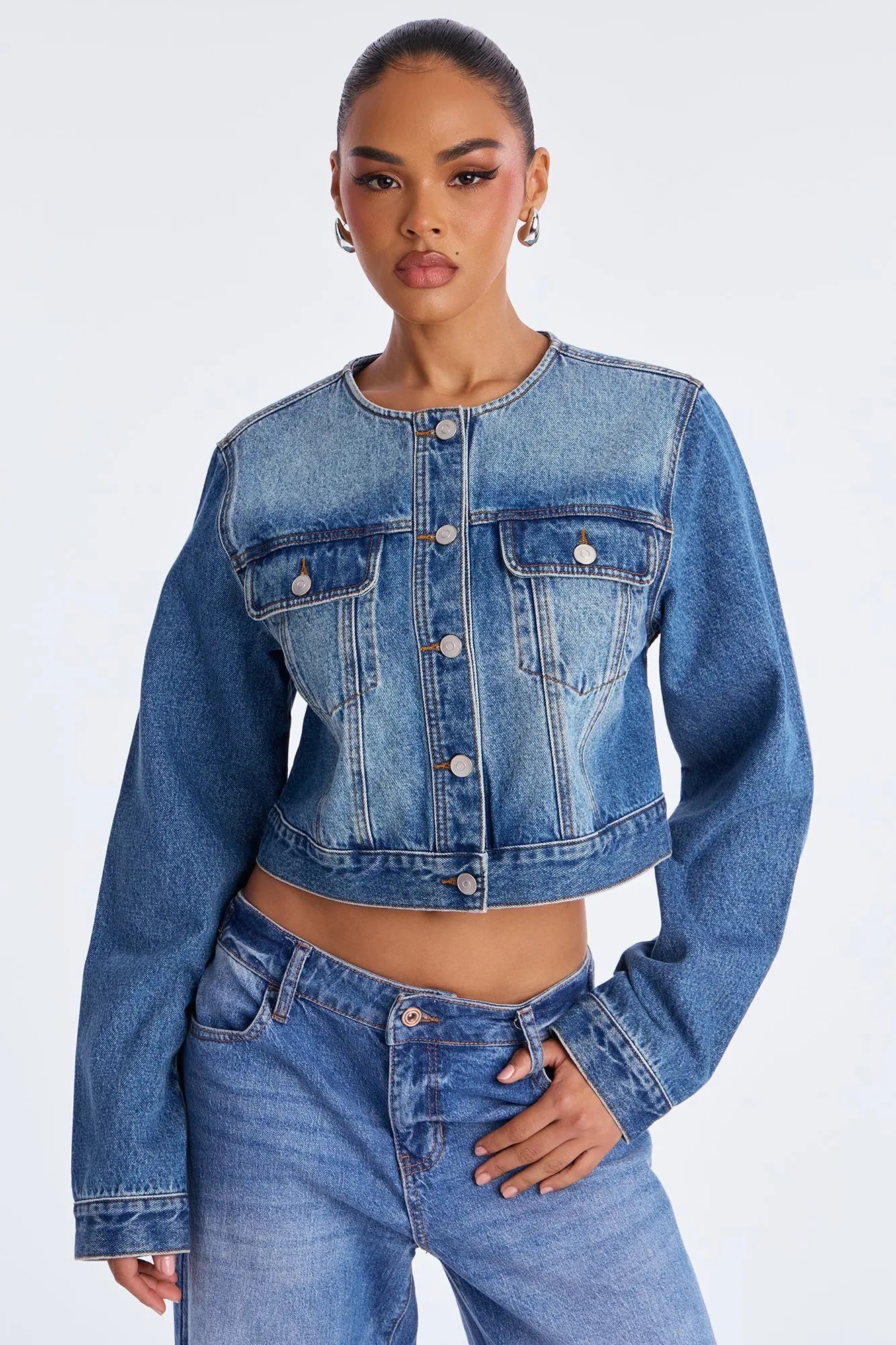 Flirty Denim Trucker Jacket - Medium Wash