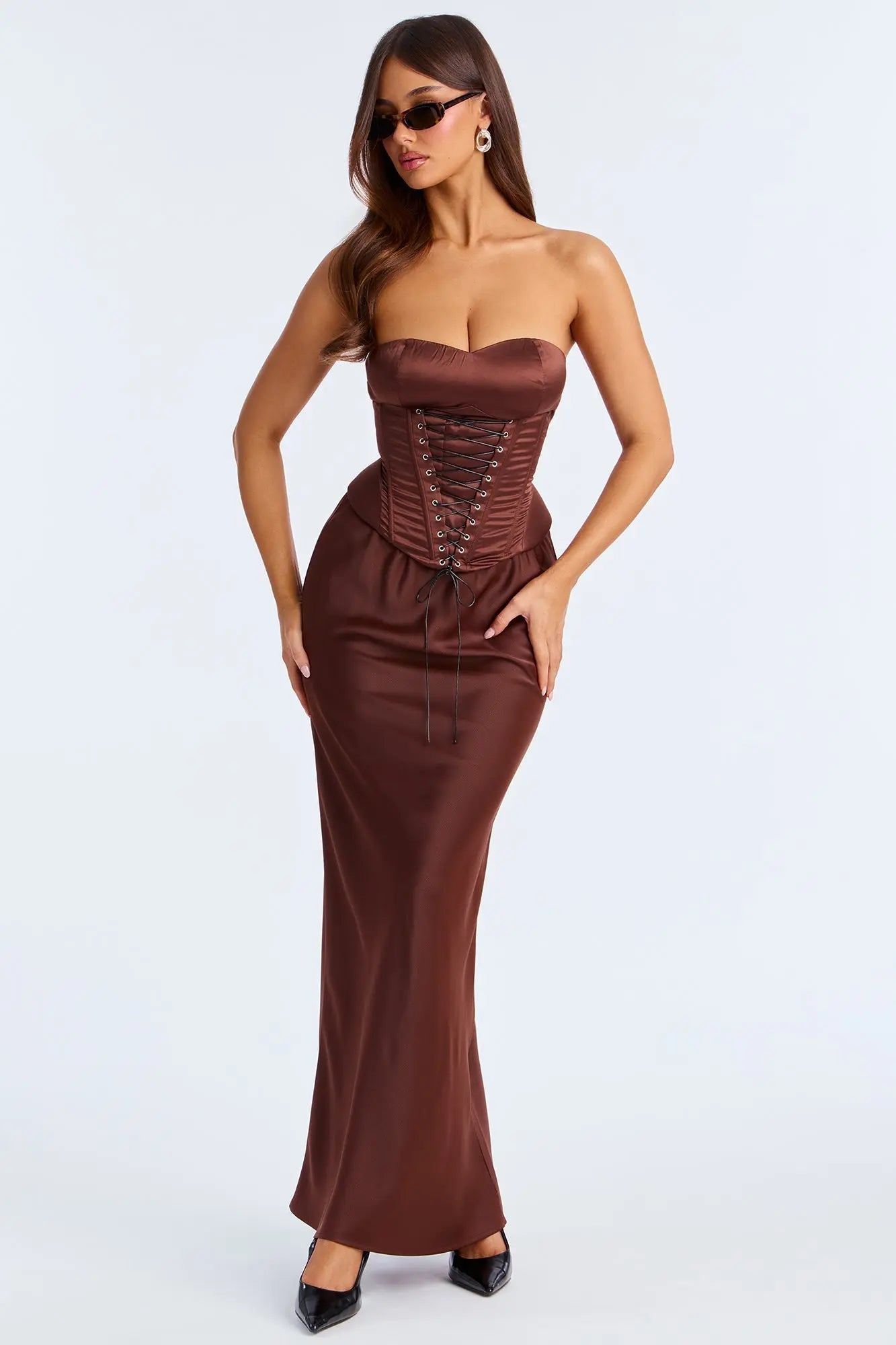 Brunch to GNO Satin Maxi Skirt - Chocolate