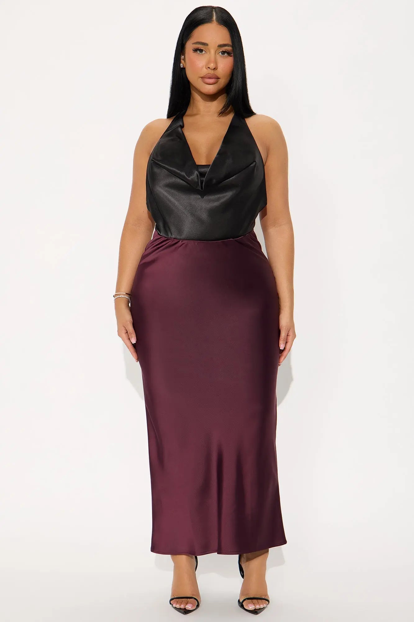 Brunch to GNO Satin Maxi Skirt - Plum