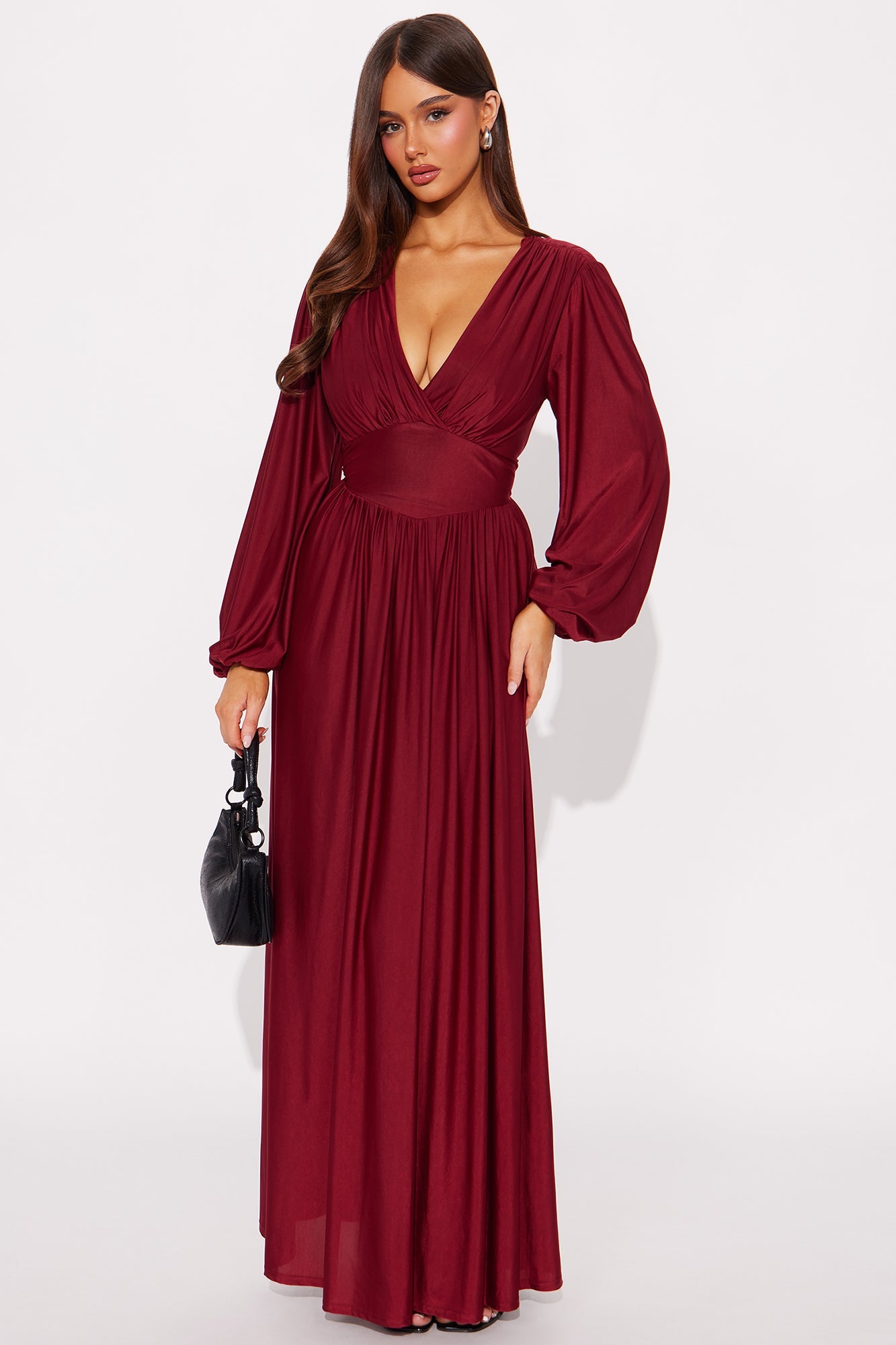 Vivi Long Sleeve Maxi Dress - Burgundy