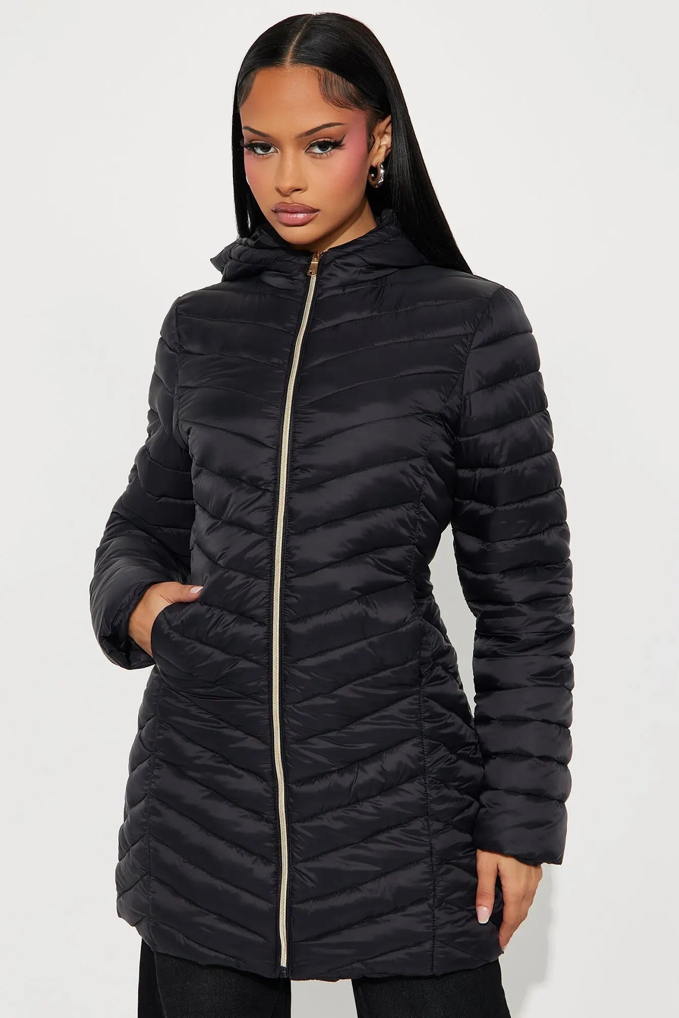 Cold Times Long Puffer Jacket - Black