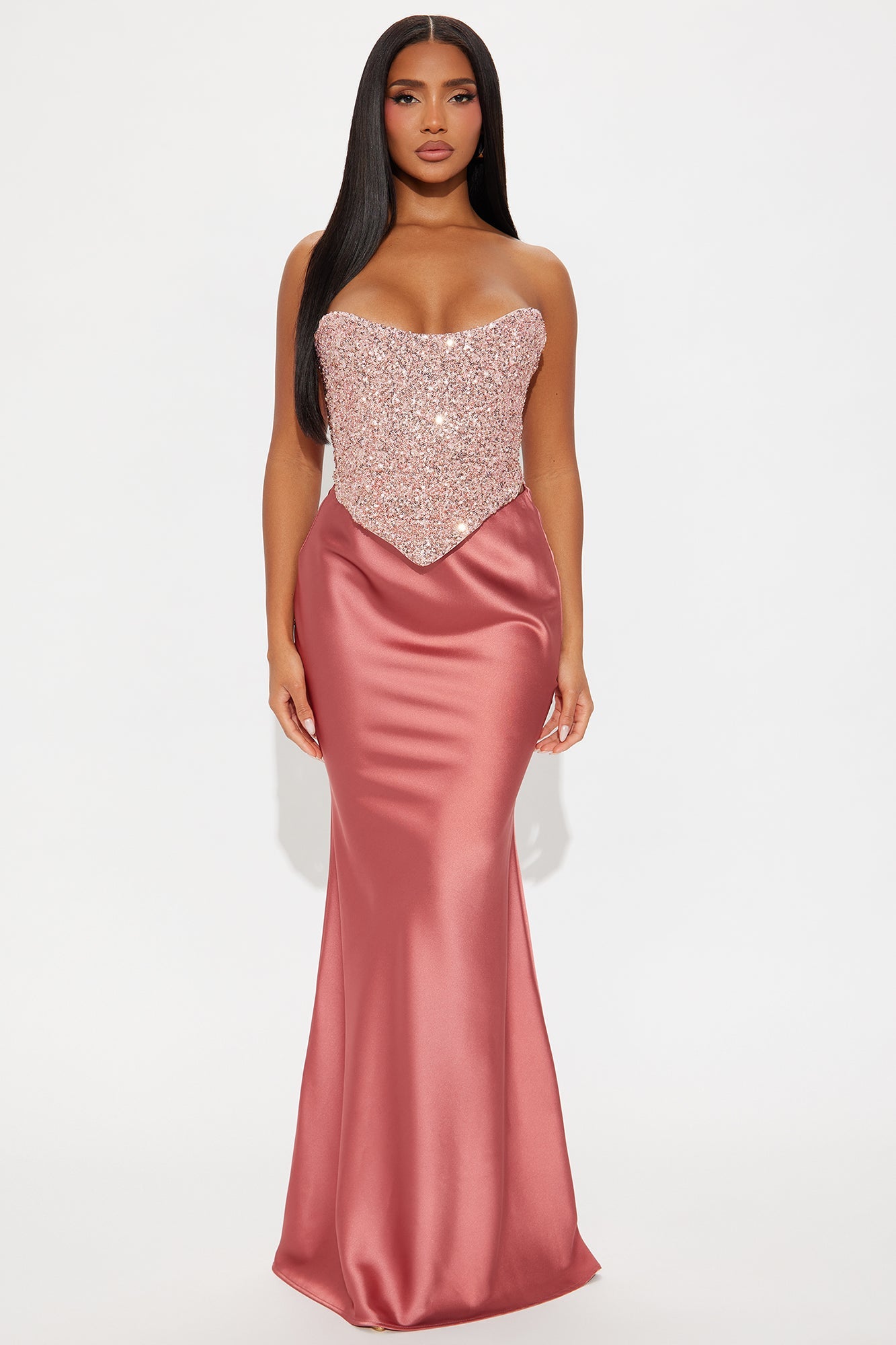 Aurora Satin Maxi Skirt - Rose