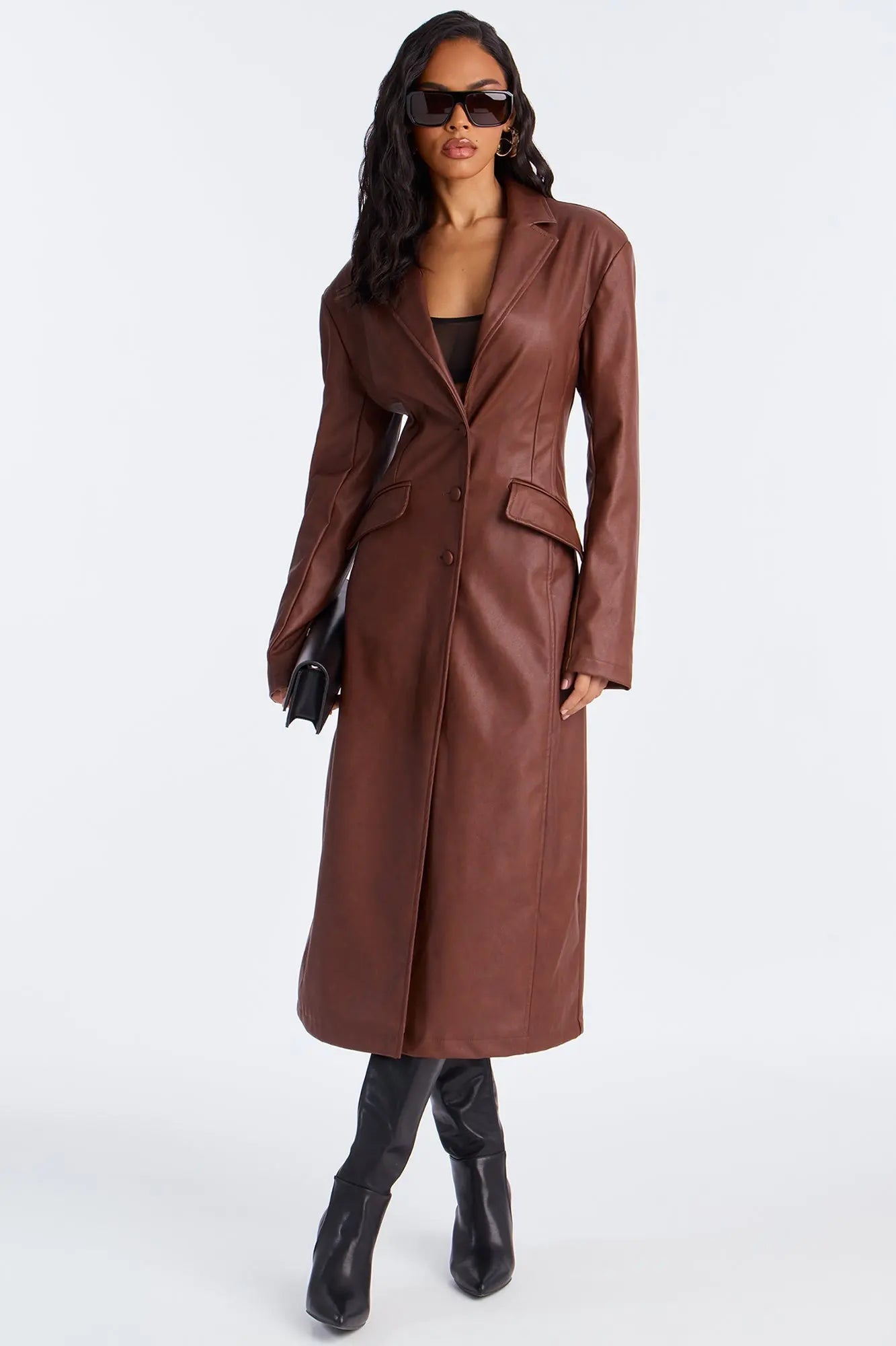 Taking Up Space Faux Leather Coat - Cognac
