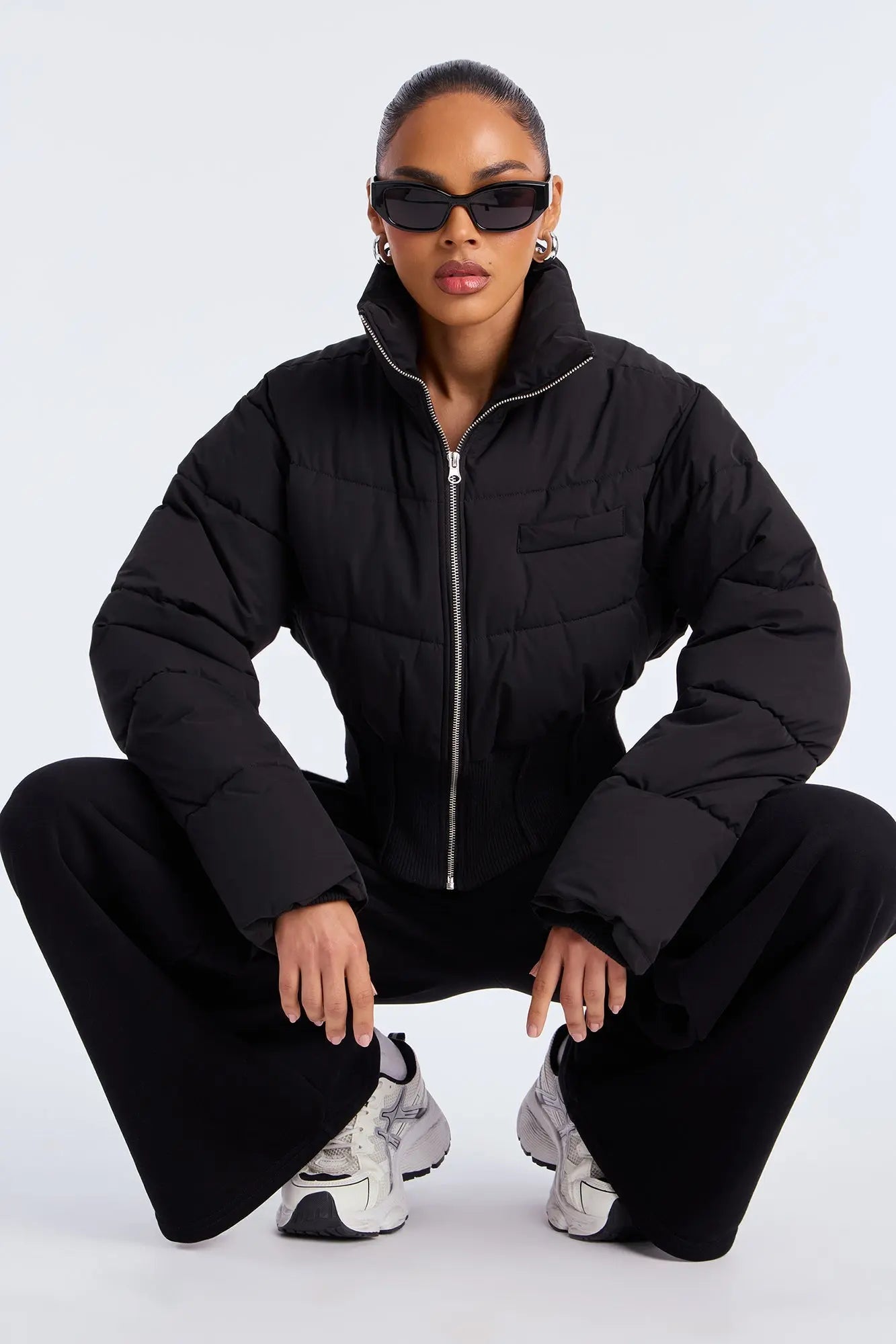 Cold Serve Corset Puffer Jacket - Black