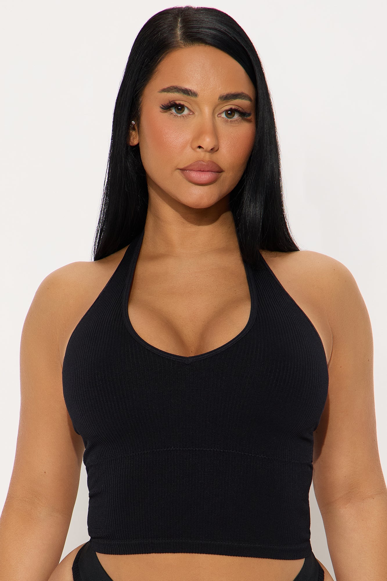 Seamless Halter Bralette - Black