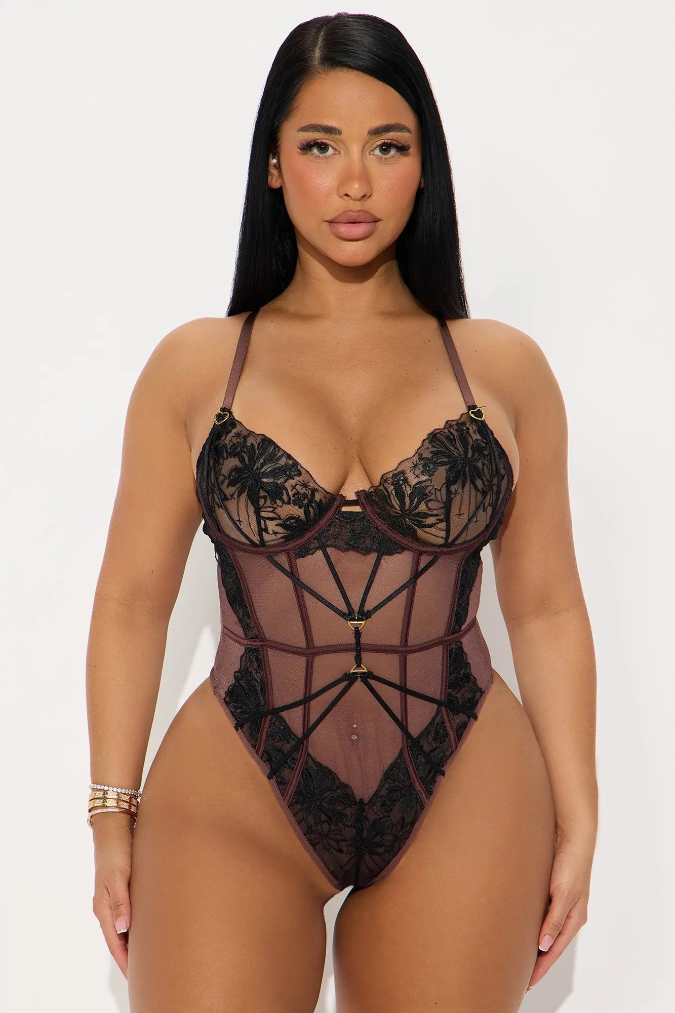 Love You Again Lace Teddy - Black/Brown