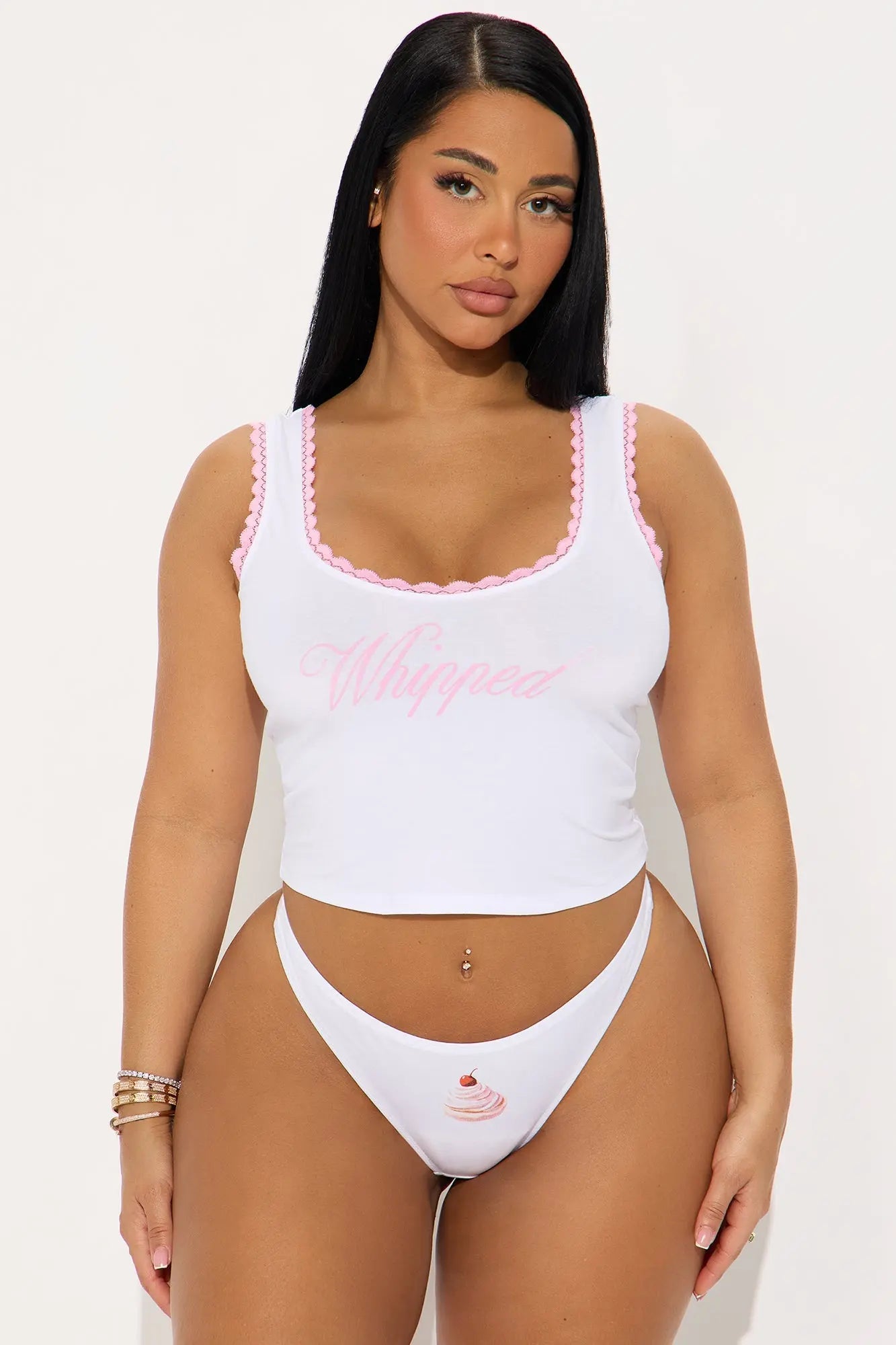 Freshly Whipped Cotton Cami And Panty 2 Piece Set - White