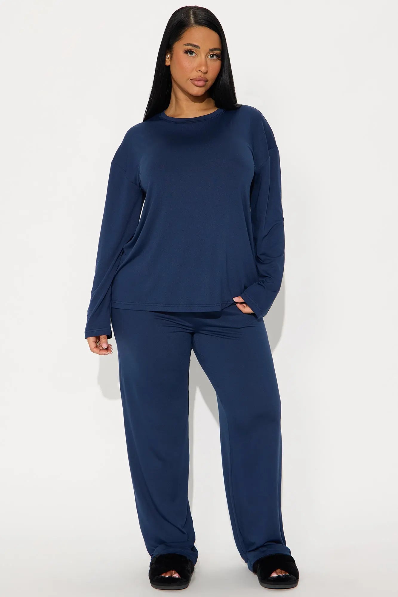 Relax Mood Long Sleeve PJ Pant Set - Navy