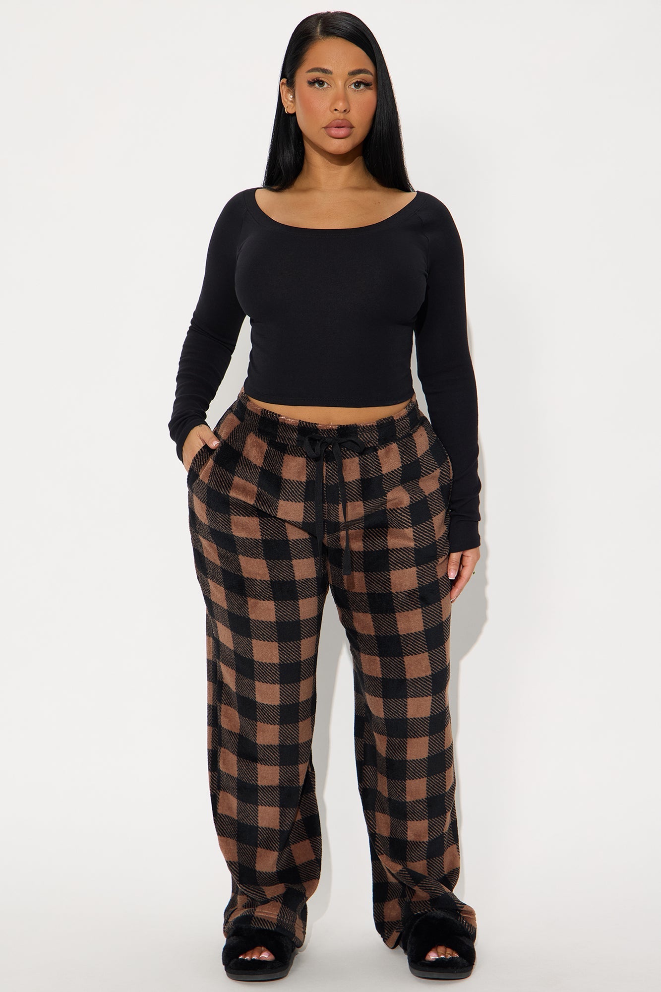 Always Cozy Plush PJ Pants - Brown