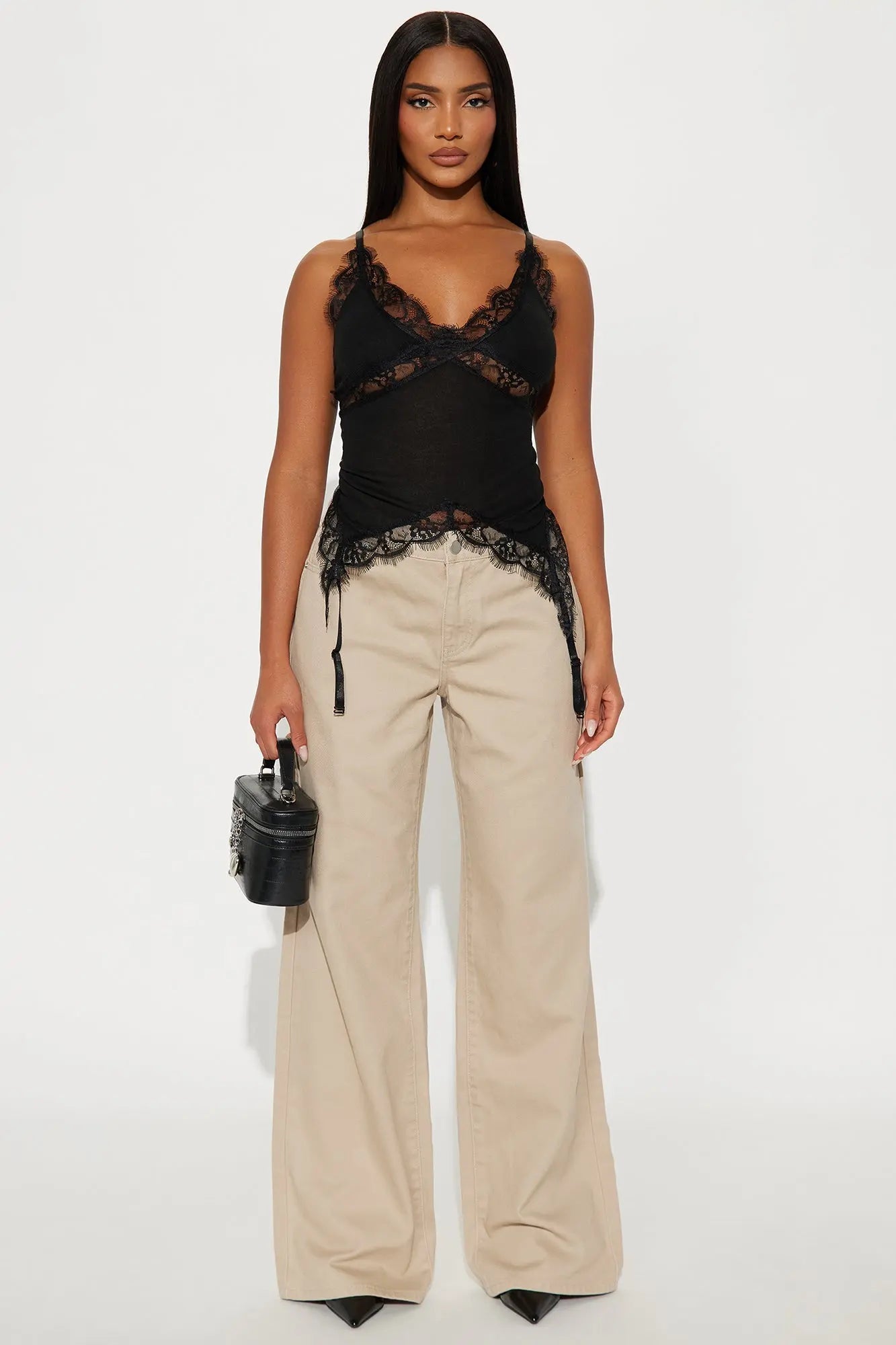 Be A Rockstar Twill Wide Leg Pant 33″ - Beige