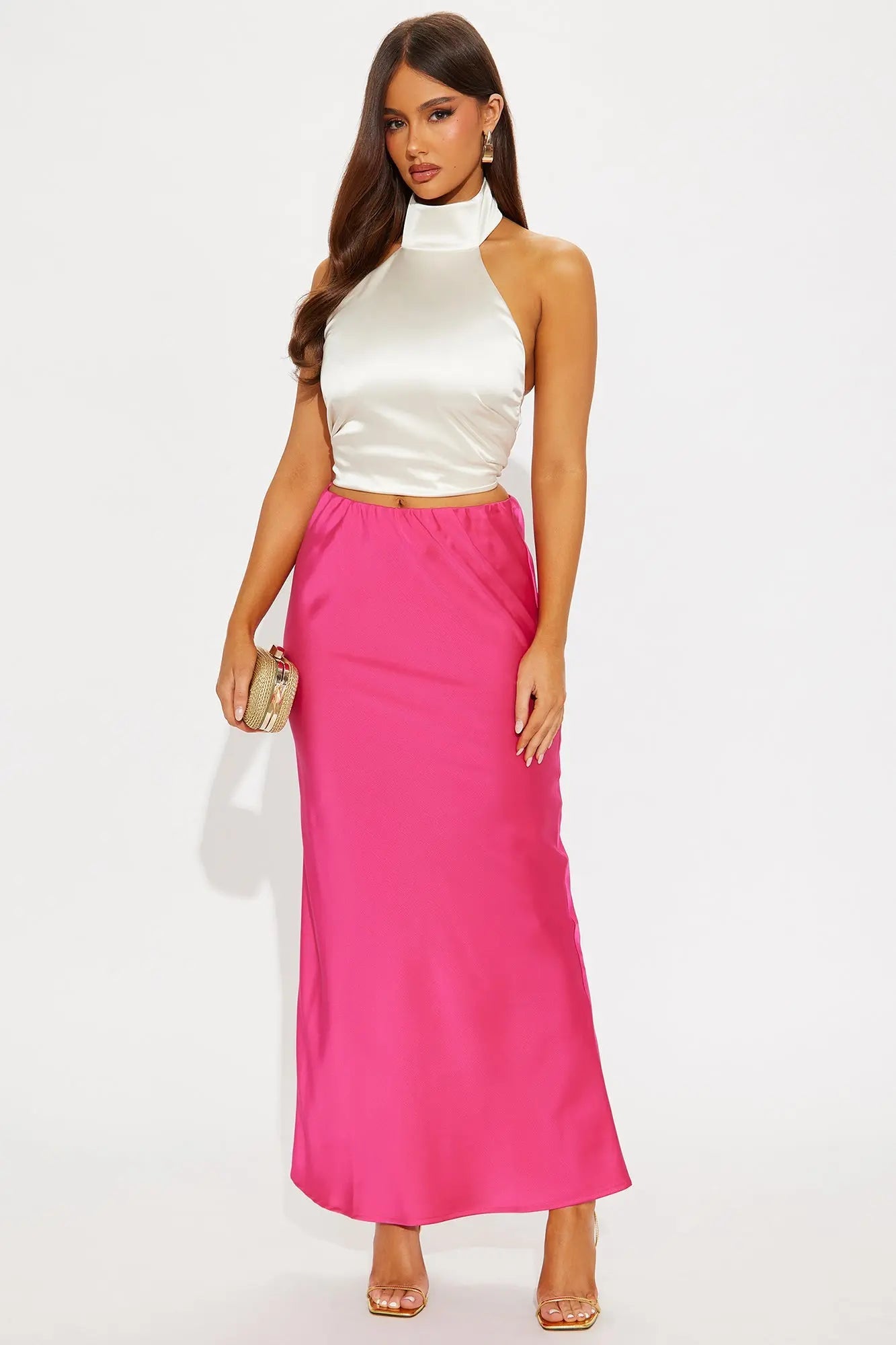 Brunch to GNO Satin Maxi Skirt - Pink