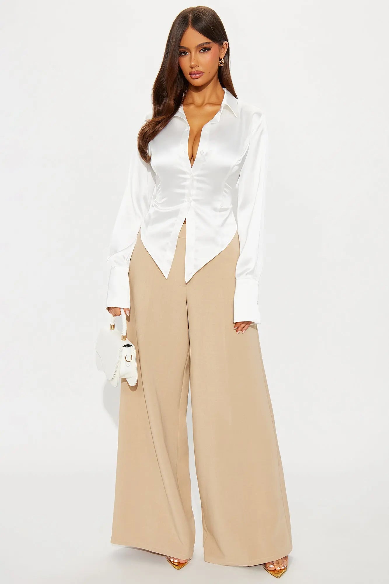 Not On The Checklist Wide Leg Trouser Pant - Khaki