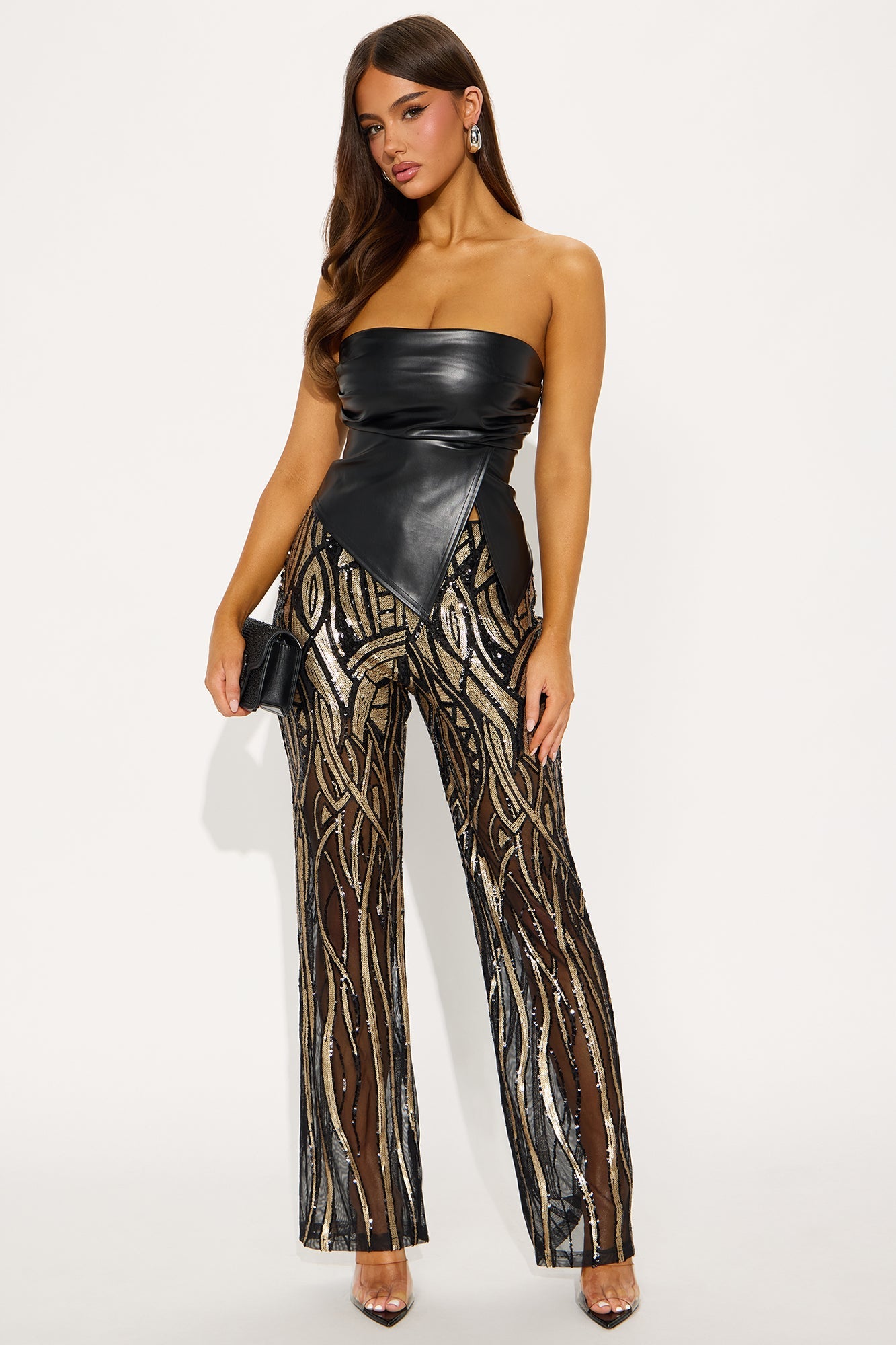 Life Of The Party Sequin Pant 32″ - Black/Gold