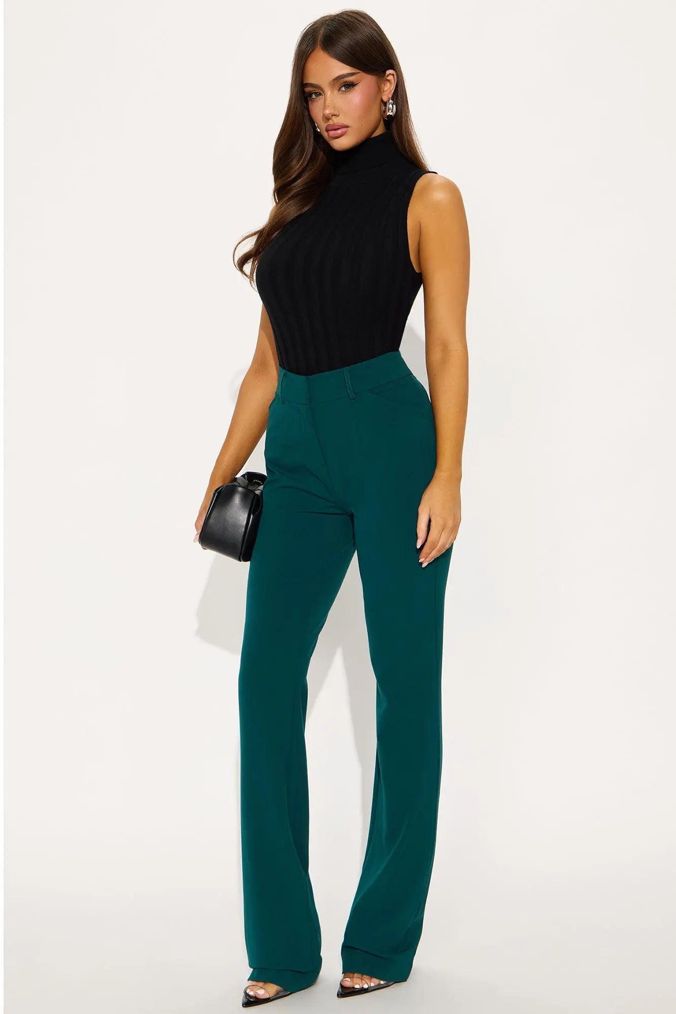 Tall Tasha Dressy High Rise Pants - Hunter Green