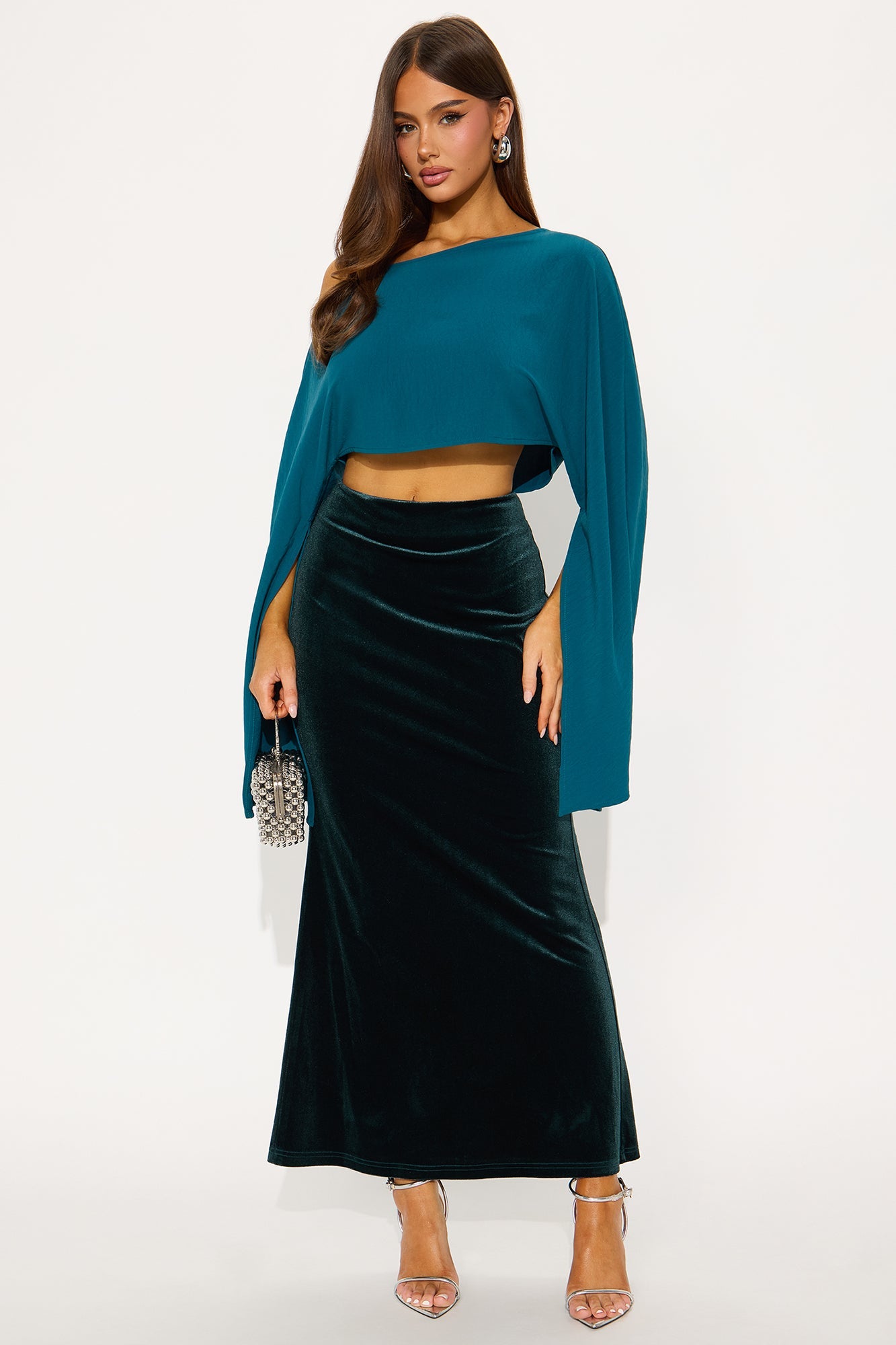 Ramona Velvet Mermaid Maxi Skirt - Emerald