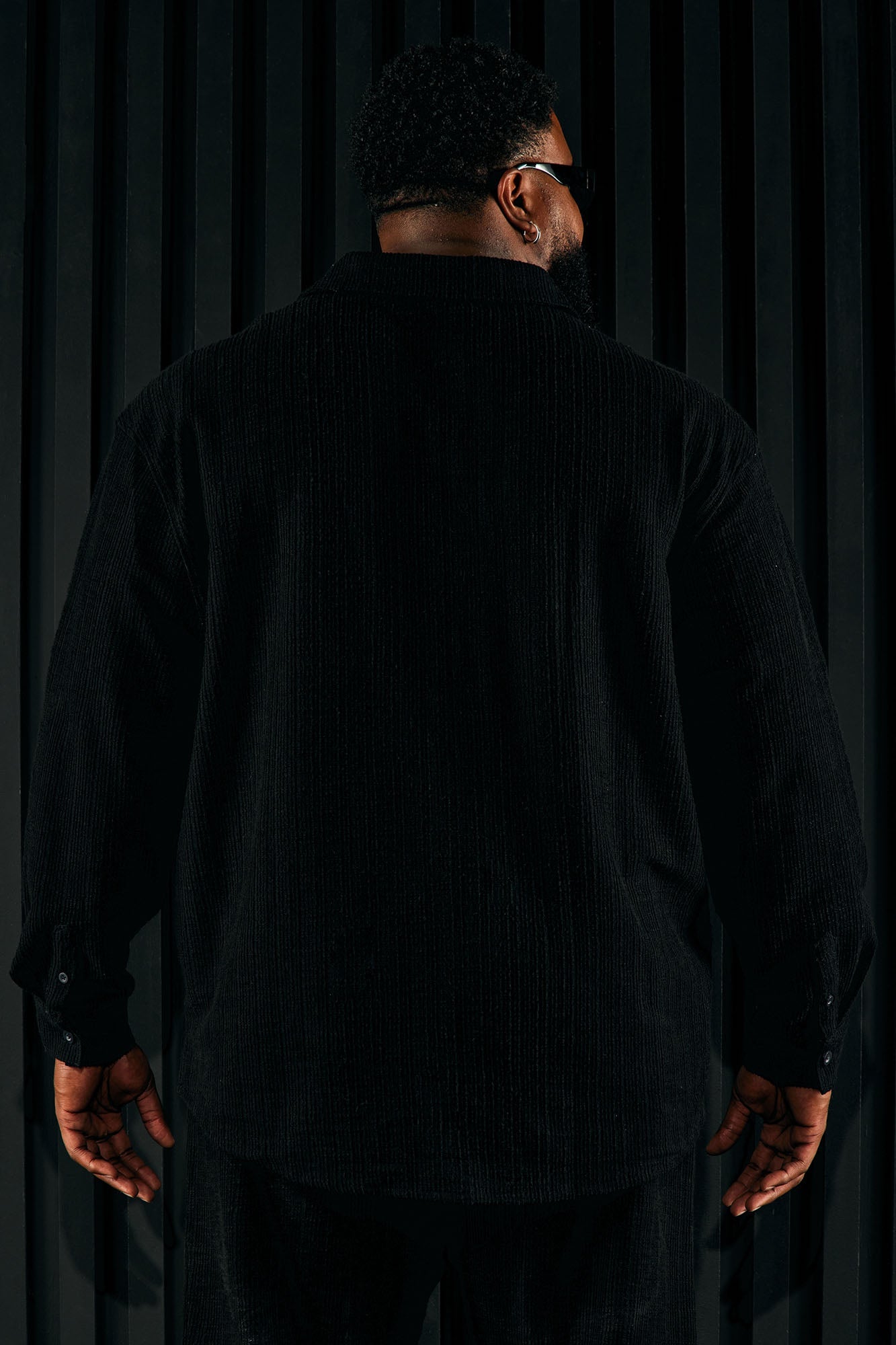 Dean Textured Long Sleeve Button Up Shirt - Black