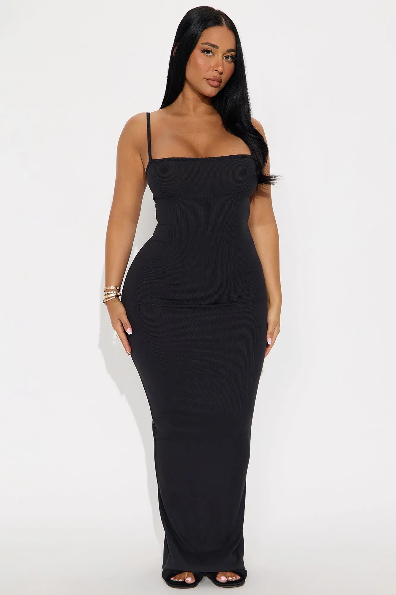 Back In Bed Ribbed Maxi PJ Sleep Dress - Black