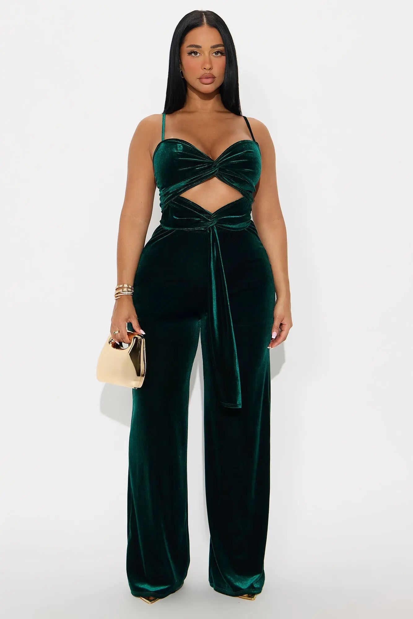 Veronica Velvet Pant Set - Hunter
