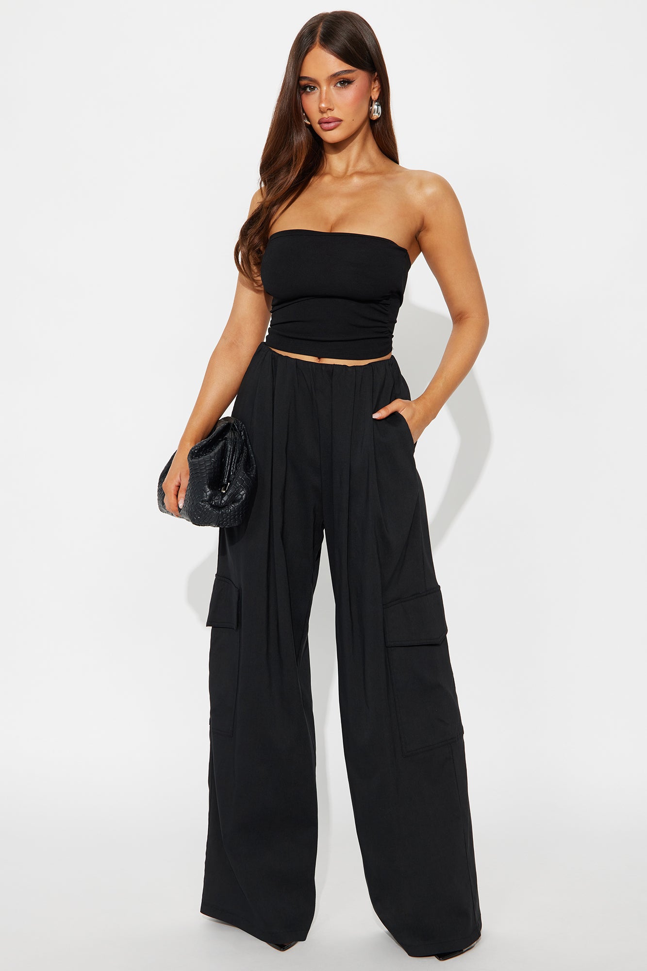 Rush Hour Cargo Wide Leg Pant 32″ - Black