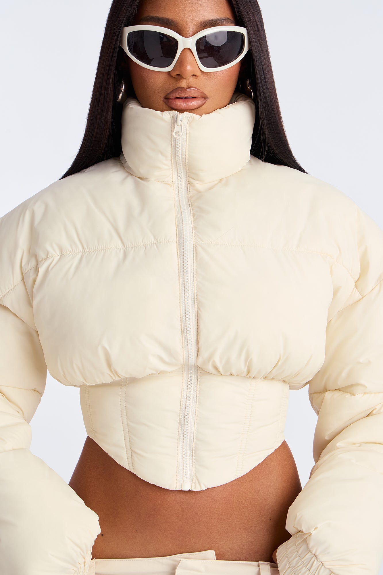 Janet Corset Puffer Jacket - Cream