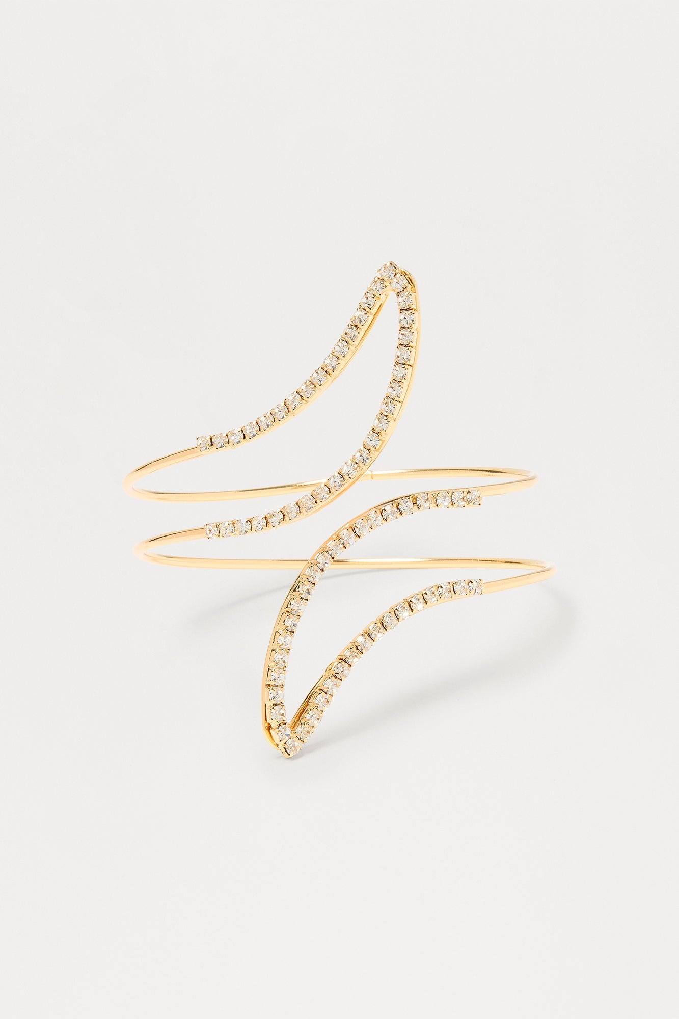 Crisp Shine Rhinestone Arm Cuff - Gold