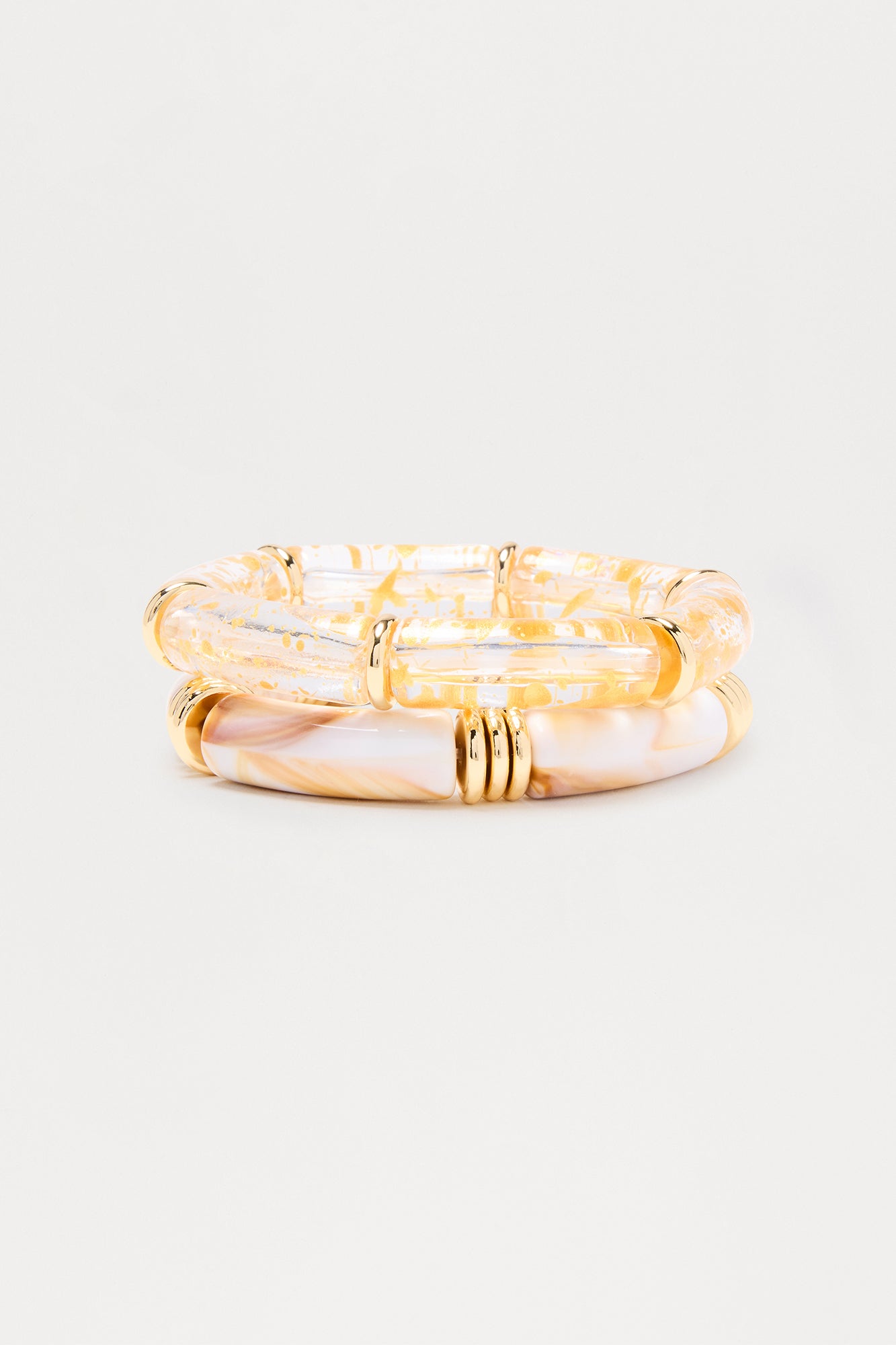 Golden Arc 2 Piece Stretch Bracelet Set - Gold