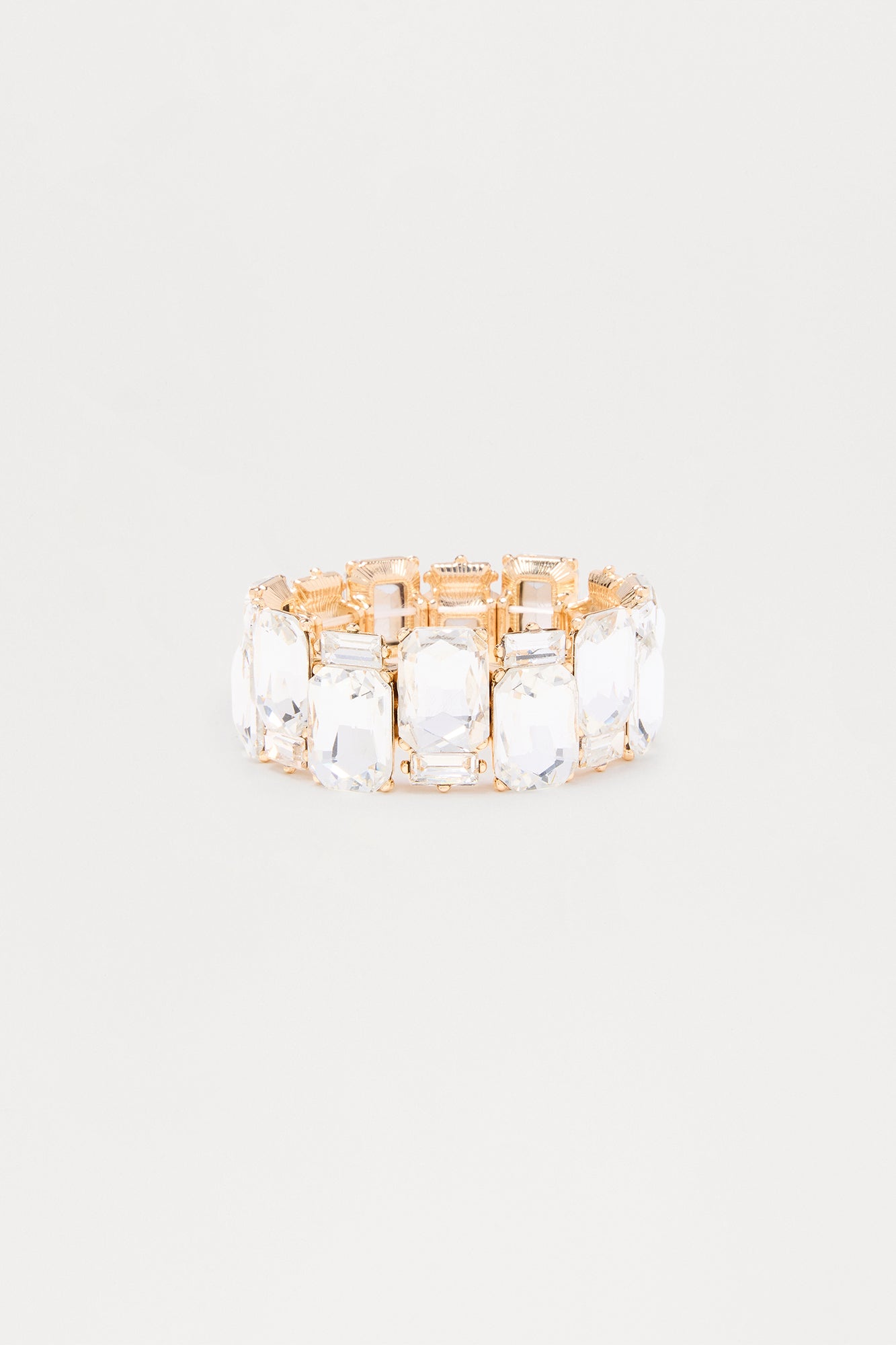 Royal Spark Rhinestone Stretch Cuff Bracelet - Gold