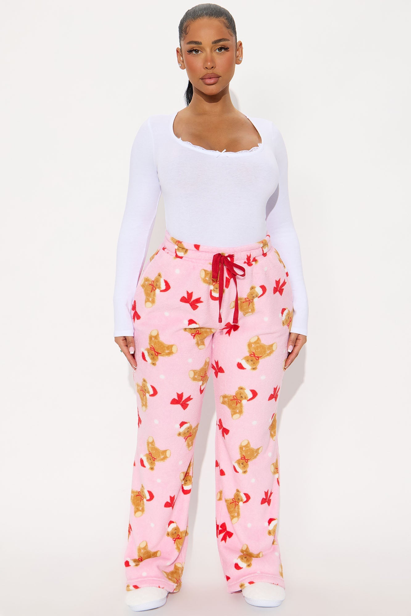 Winter Teddy Bears Plush PJ Pants - Pink/combo