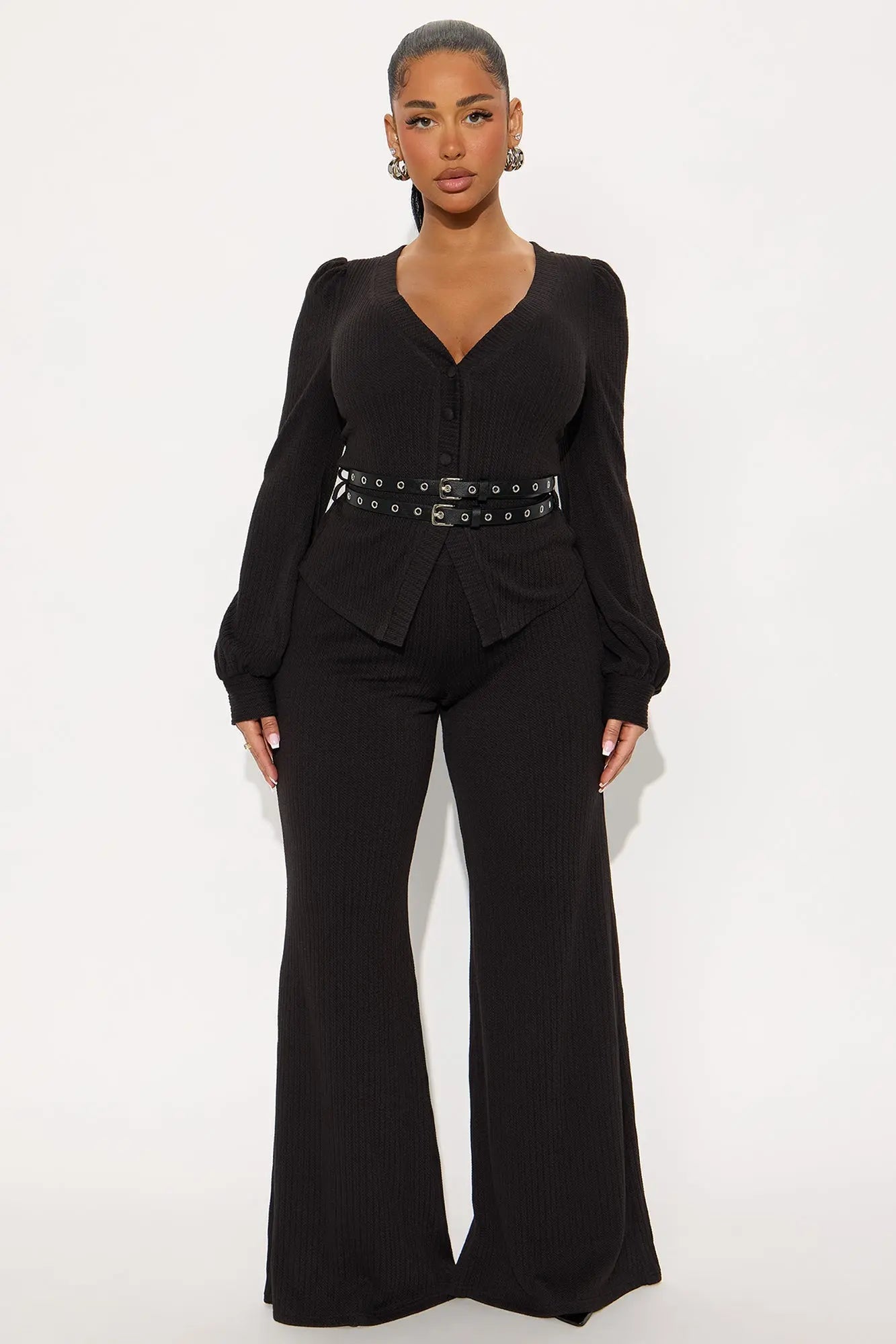 Better Together Belted Pant Set - Black