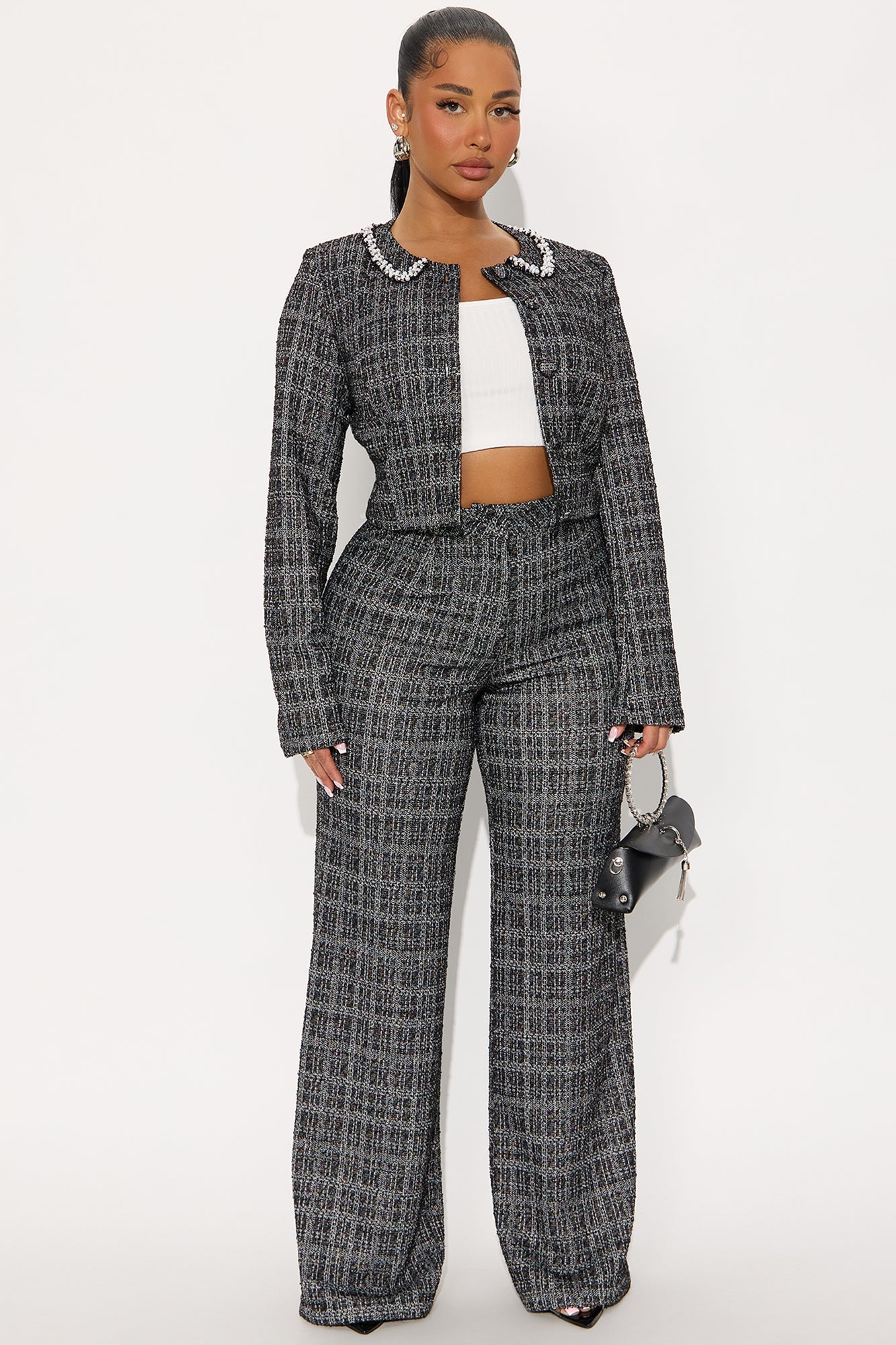 So Charmed Tweed Pant Set - Black