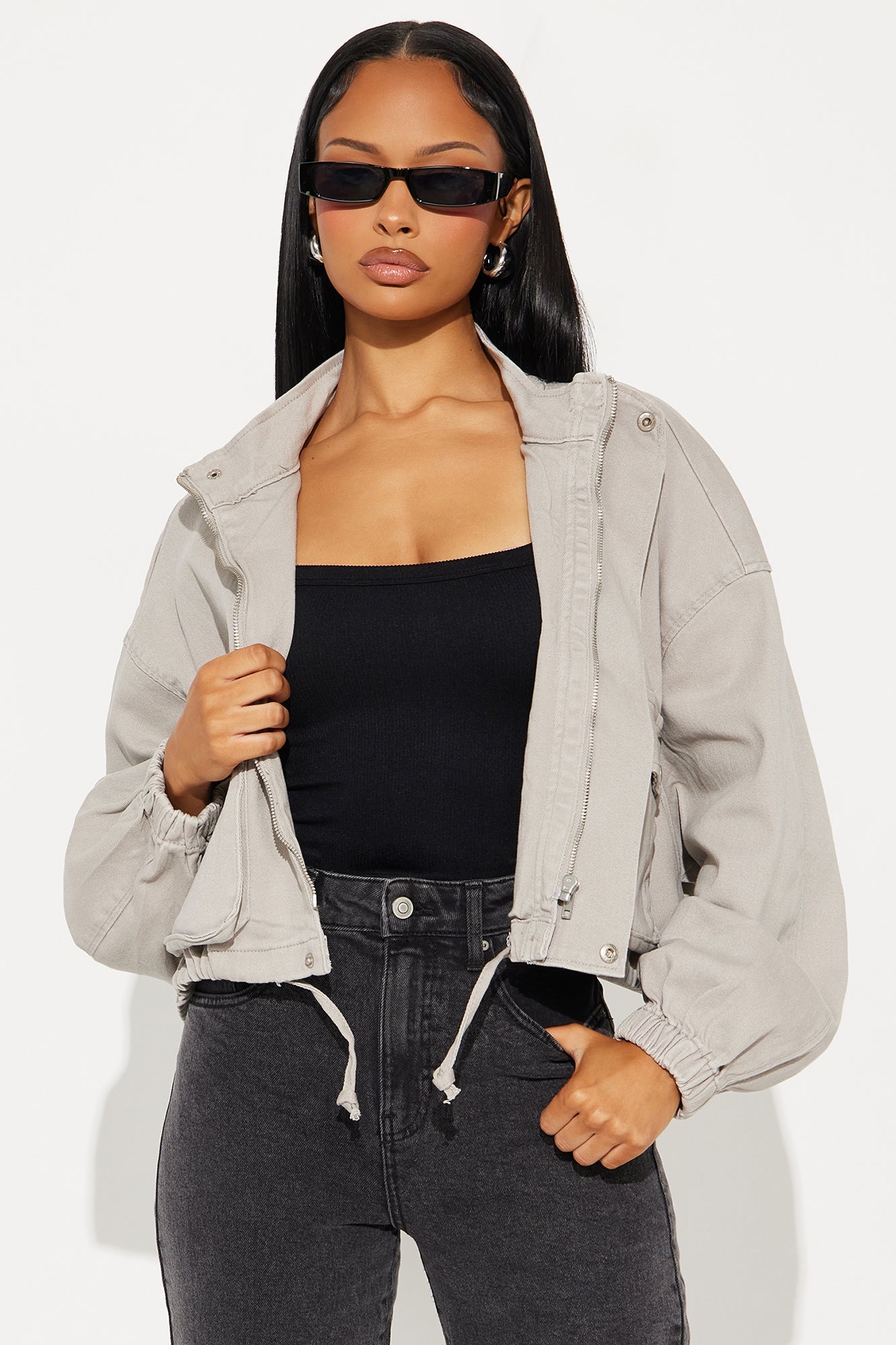 Edge Of Town Twill Bomber Jacket - Grey