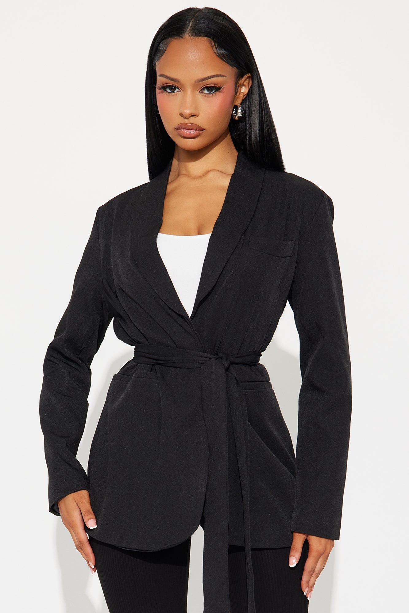 Colette Belted Blazer - Black